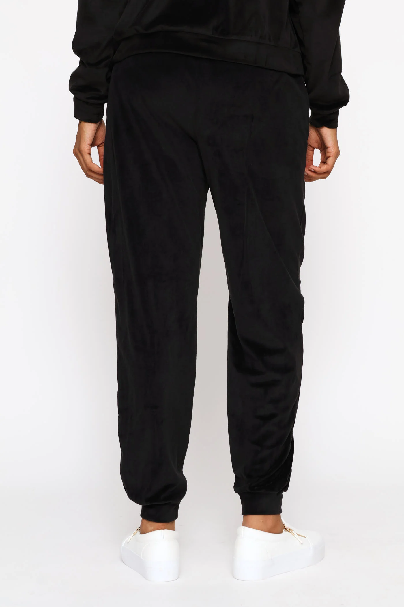 Pintuck Velour Jogger - Black - Image 4