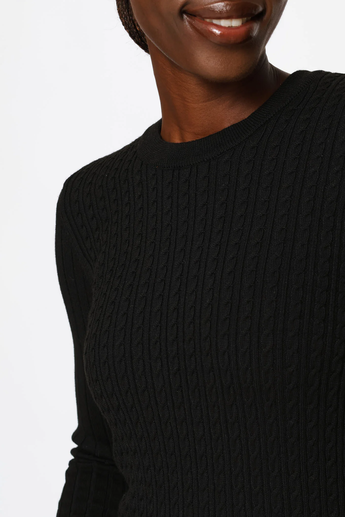 Plain Cable Pullover - Black - Image 2