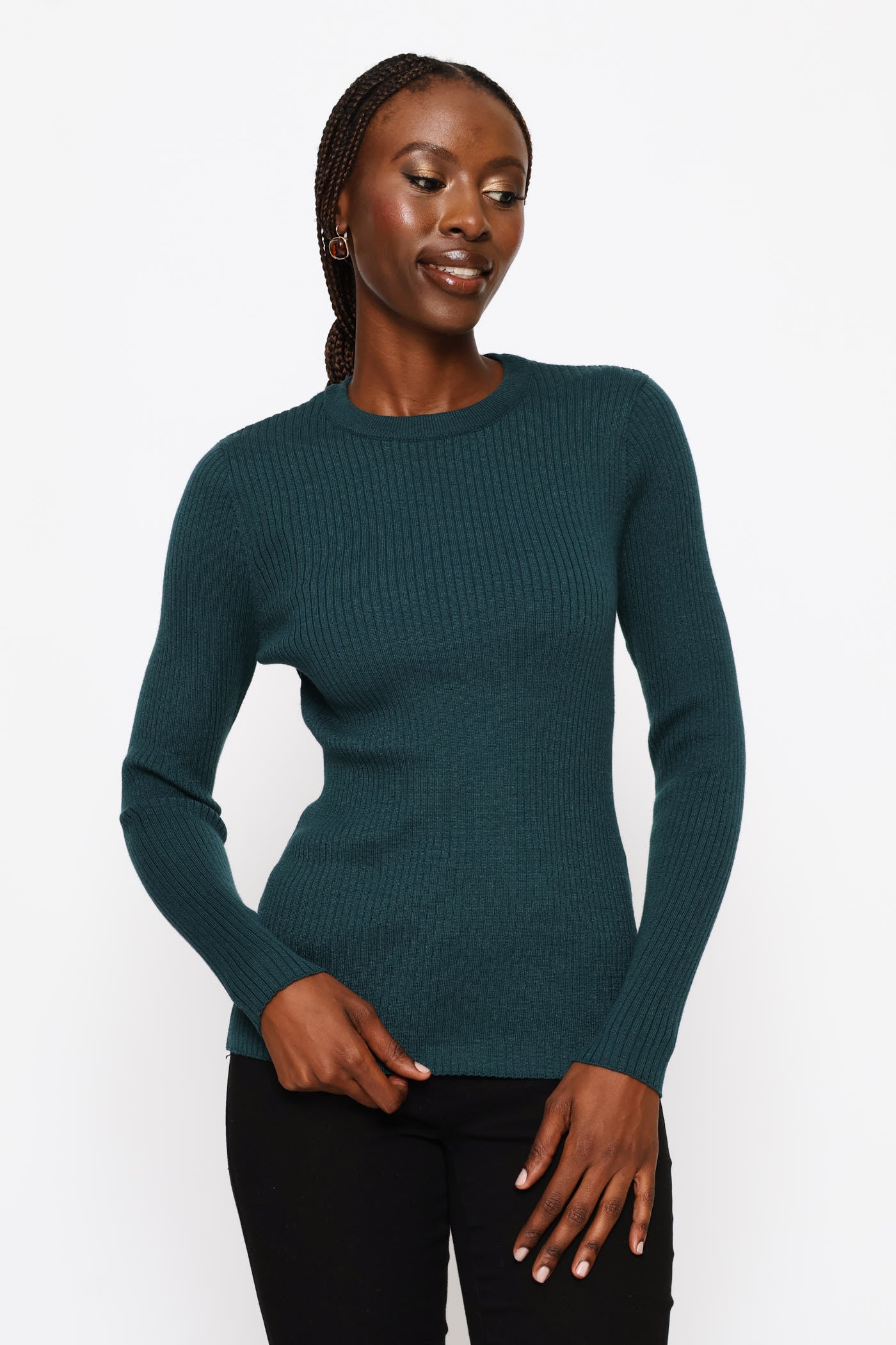 Plain Rib Pullover - Teal - Image 3