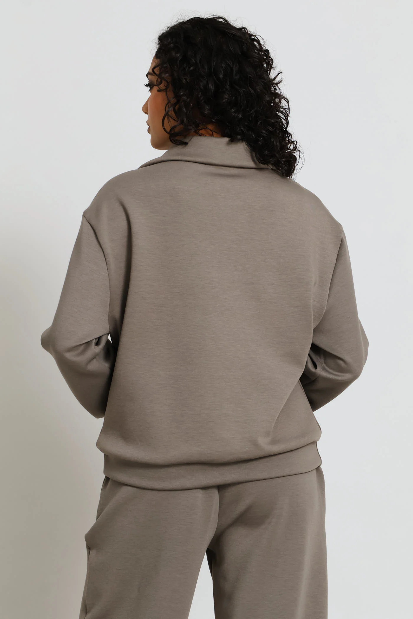 Plush Quarter Zip Pullover - Taupe - Image 5