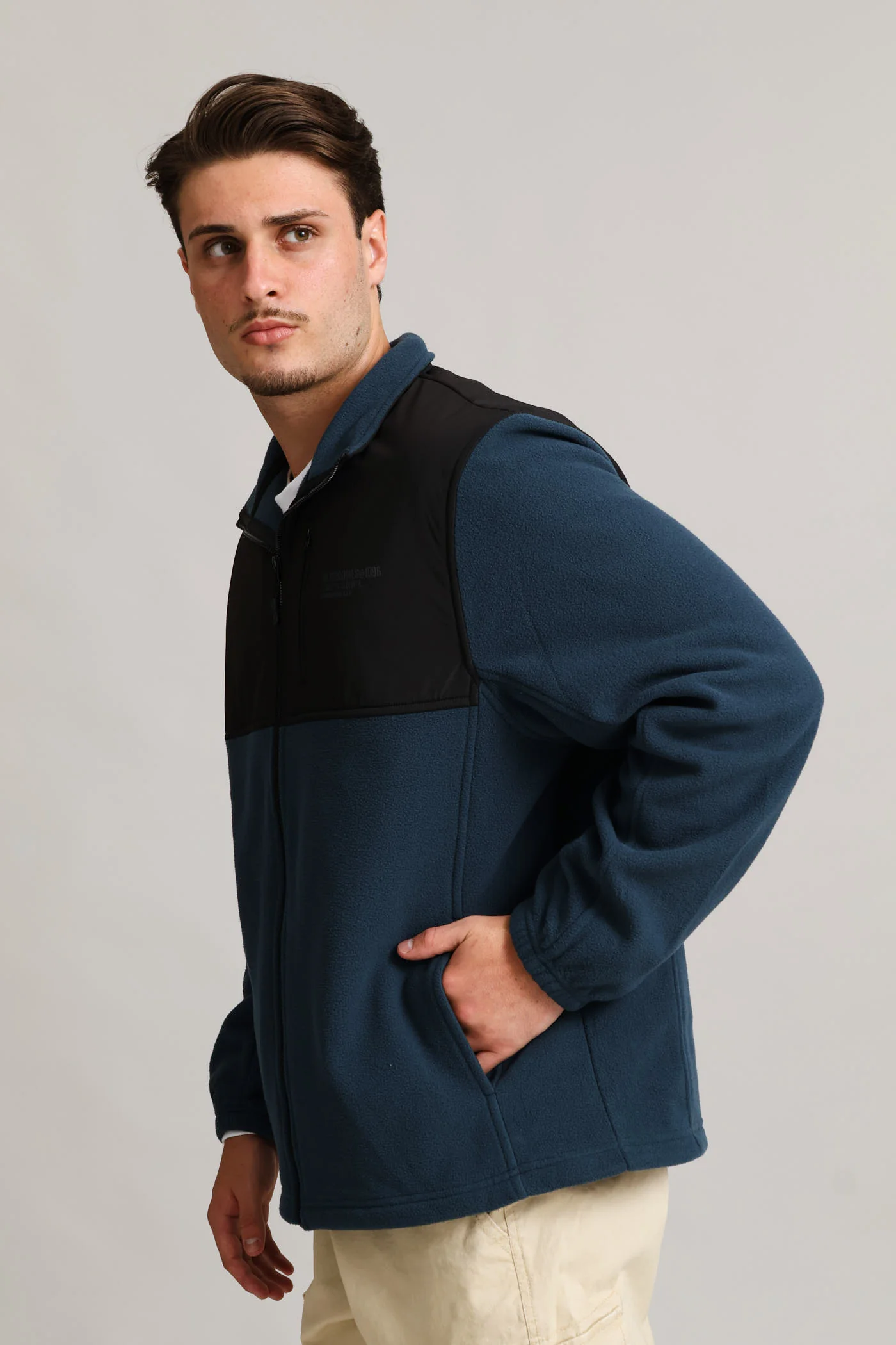 Nylon Zip Through Polar Fleece Top - Petrol - Image 4