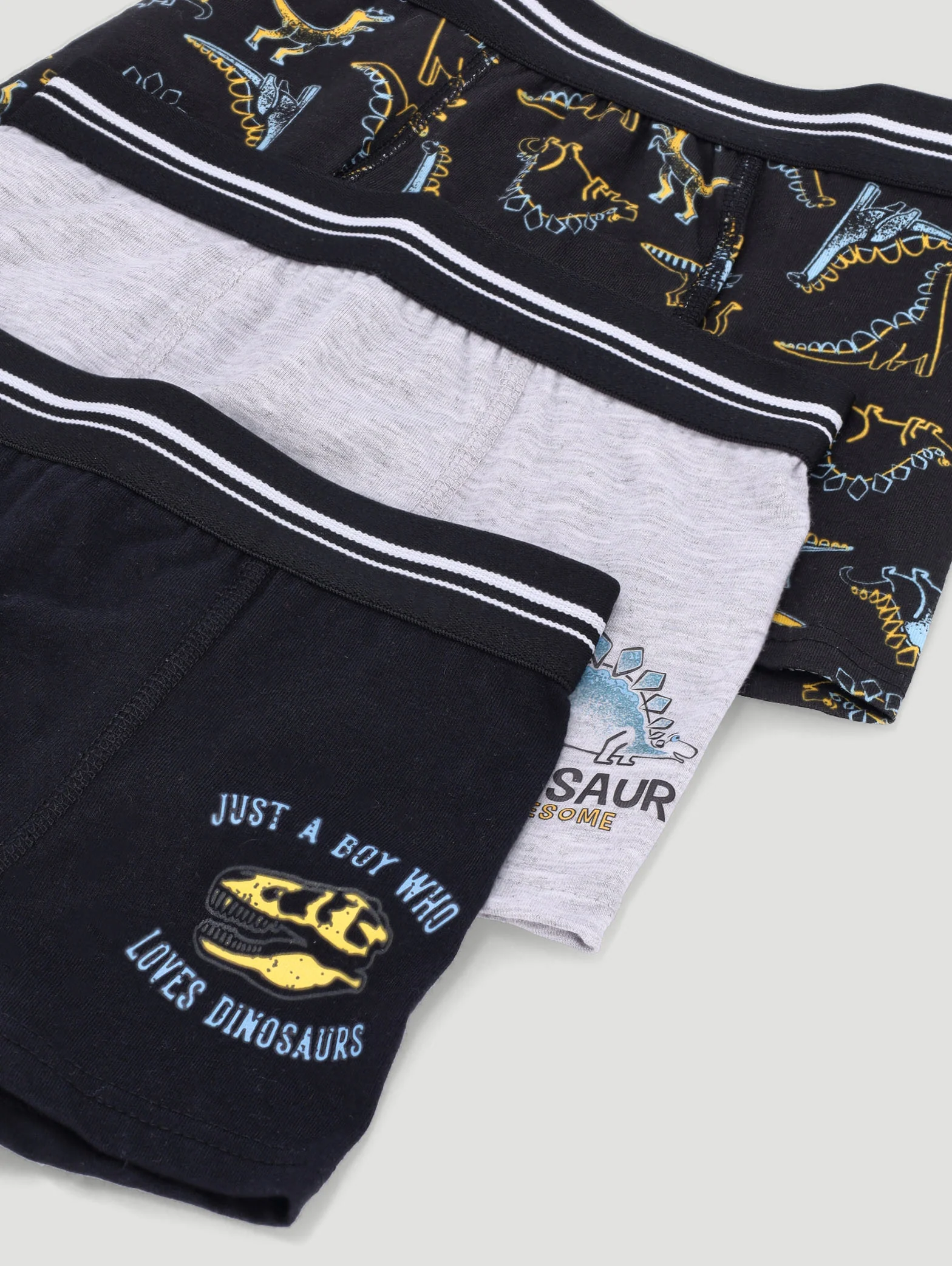 Pre-Boys 3 Pack Printed Dino Boxers - Black - Image 2