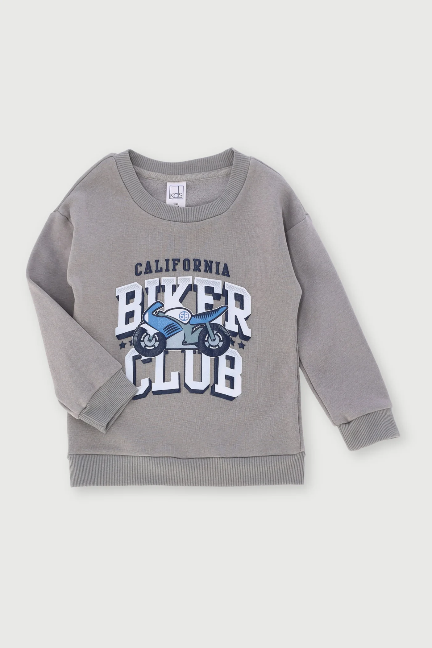 Pre-Boys Bike Helmet Crew Top - Grey