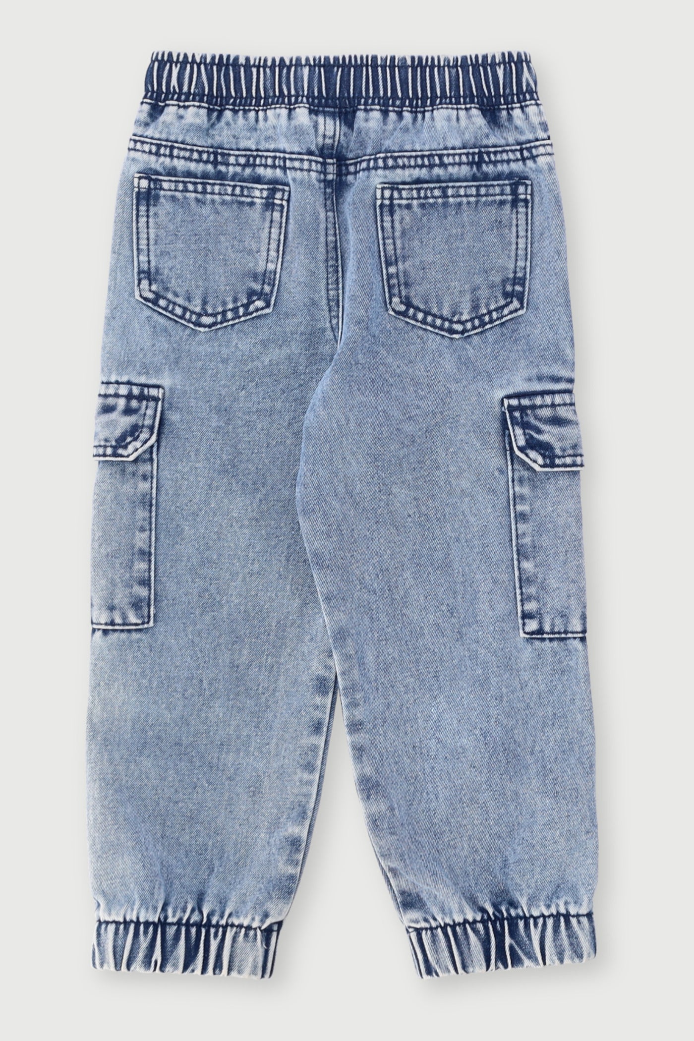Pre-Boys Cargo Denim Jogger - Mid Blue - Image 2