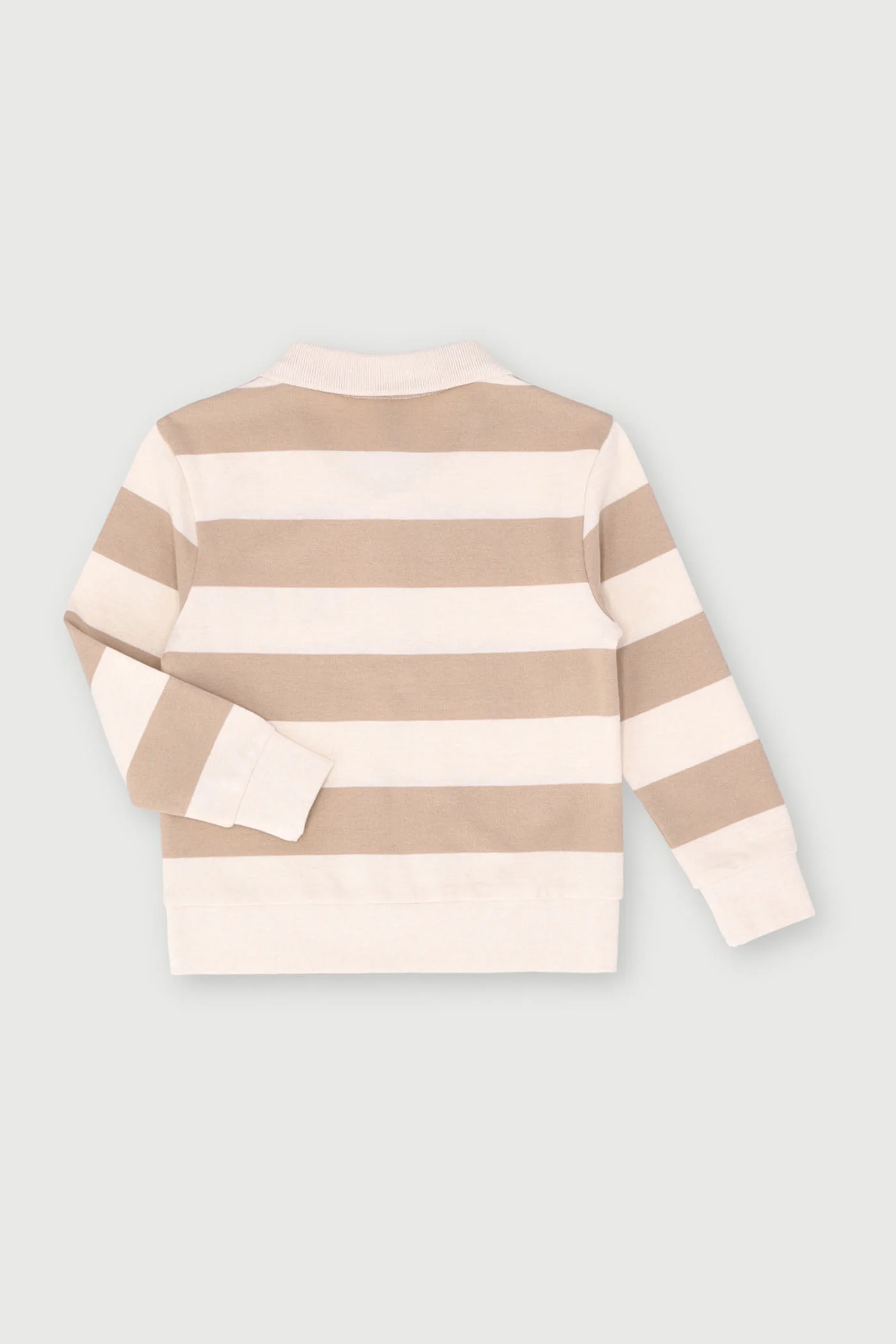 Pre-Boys Long Sleeve Striped Rugby Pullover - Stone - Image 2