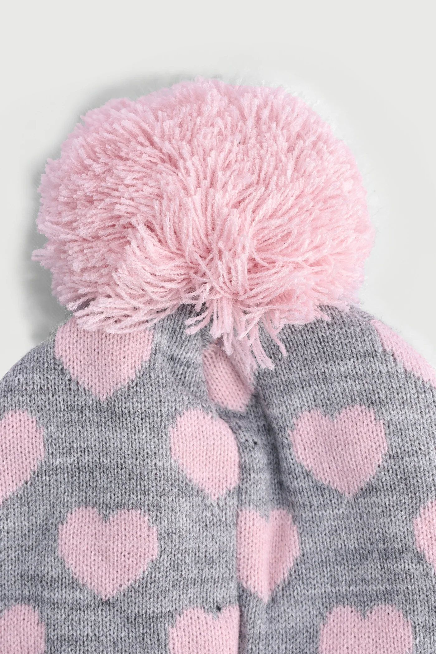 Pre-Girls Hearts Print Beanie - Grey - Image 2