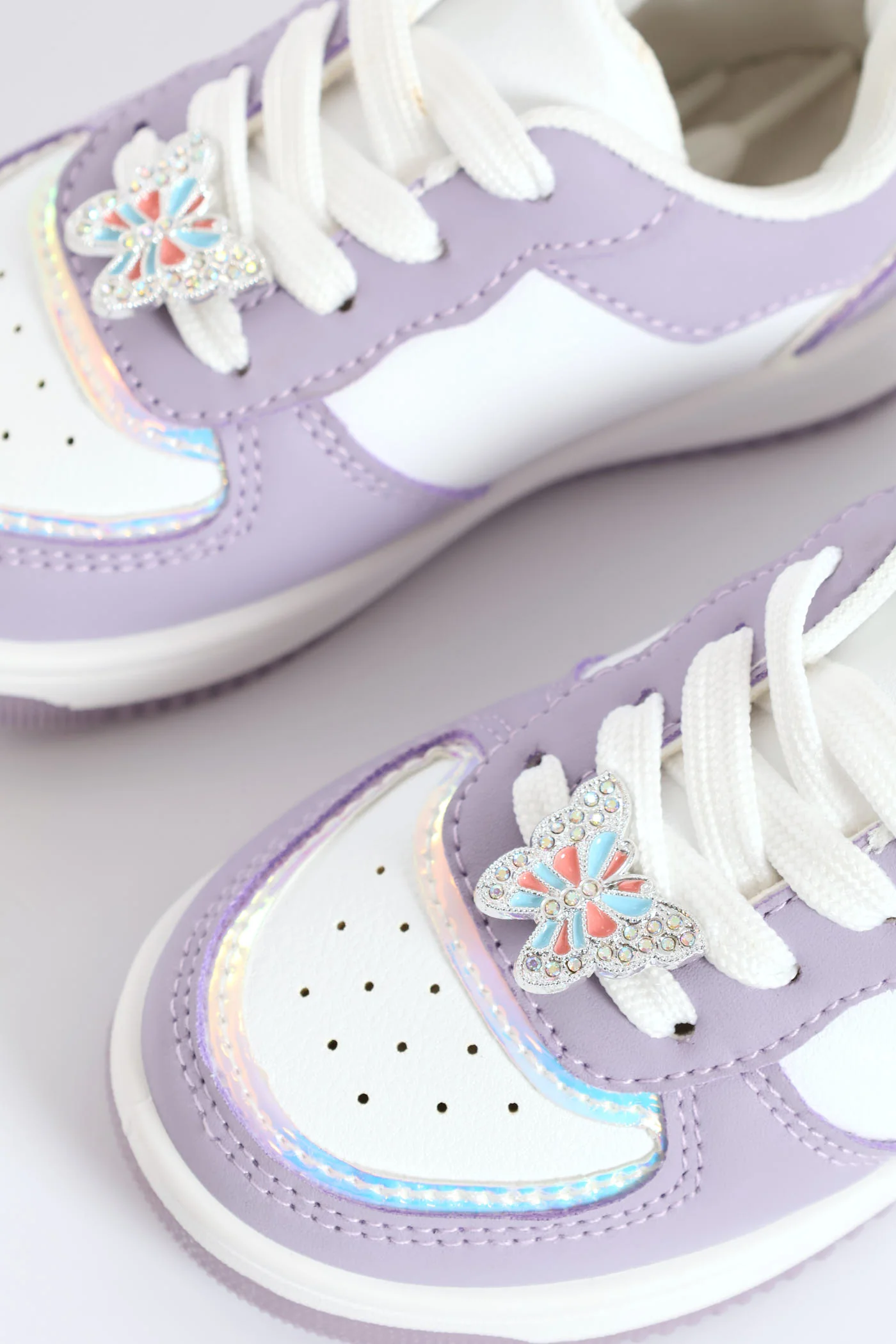 Pre-Girls Trim Court Sneaker - Lilac - Image 2