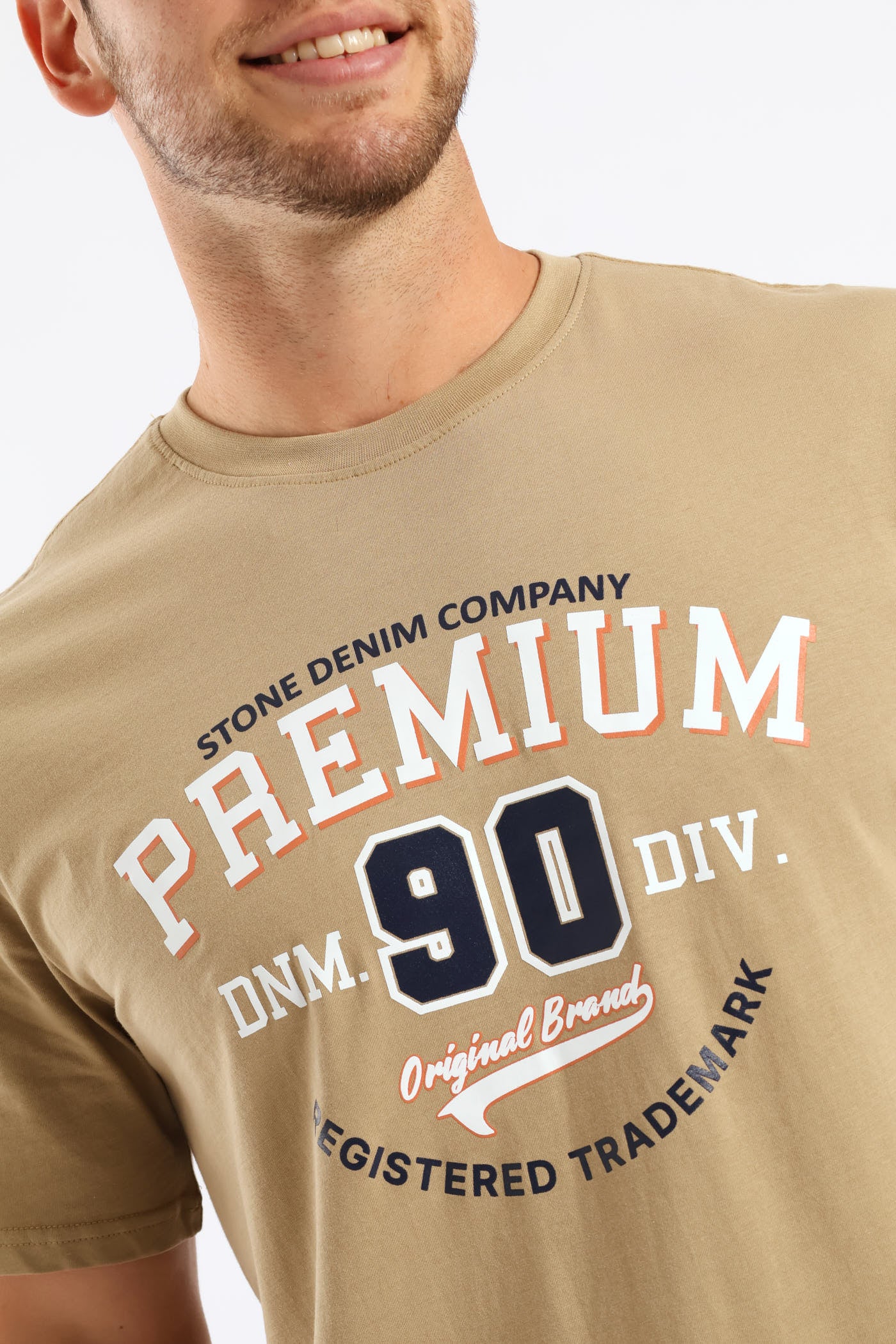 Premium Denim Brand Tee - Stone - Image 2