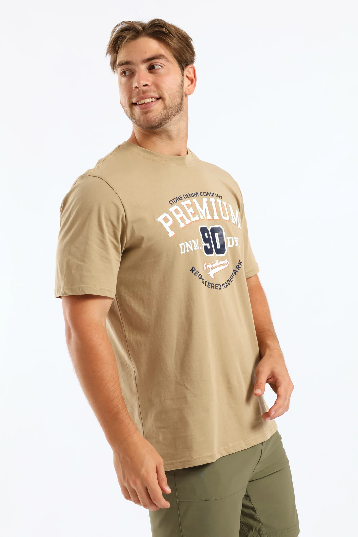 Premium Denim Brand Tee - Stone - Image 3