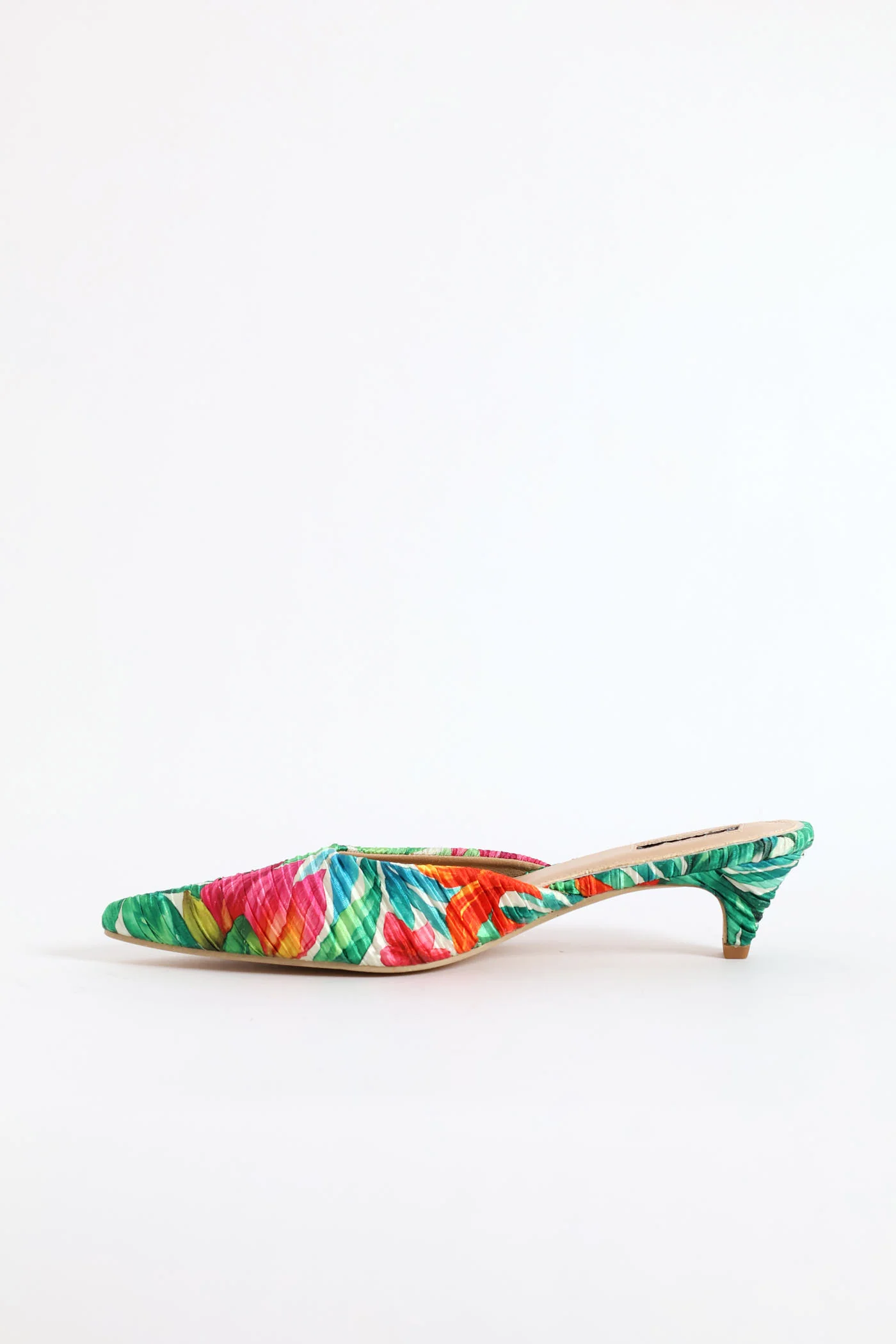 Printed Pleated Mule Heel - Multi