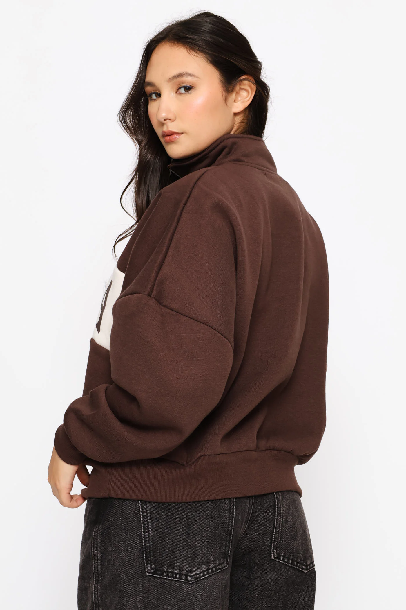 Quarter Zip BARCELONA Pullover - Mocha - Image 4