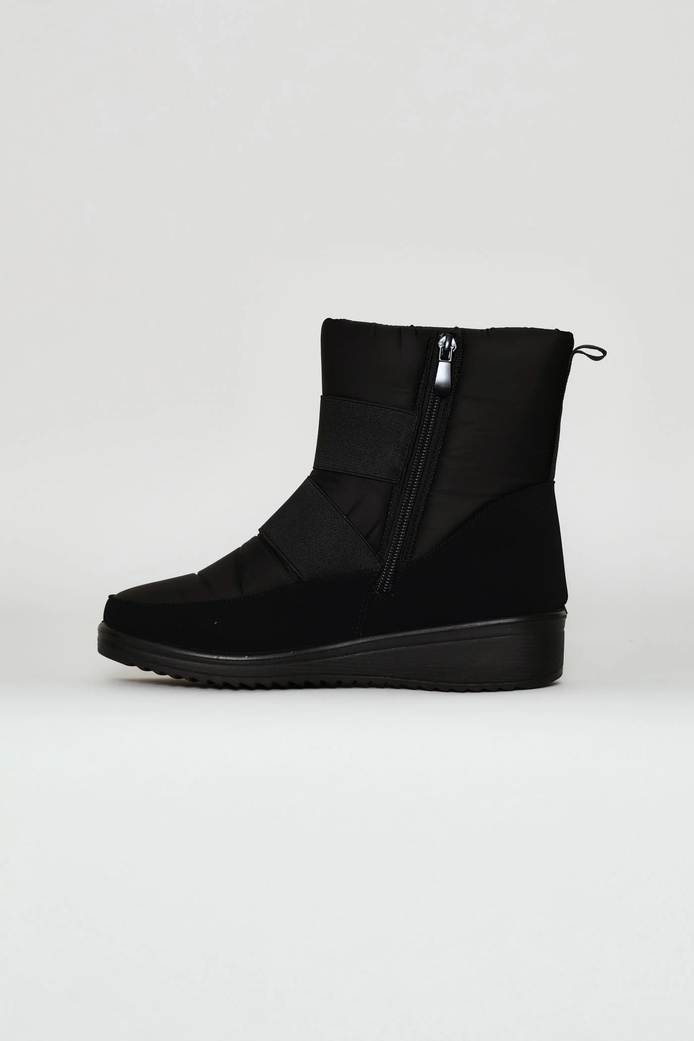Quilted Nylon  Fur Trim Boot - Black - Image 6