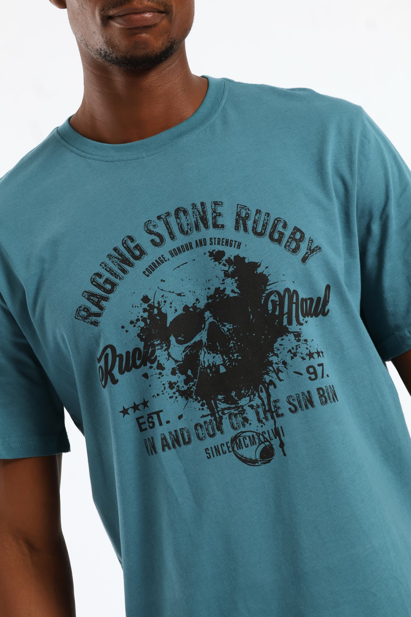 Raging Stone Rugby Tee - Teal - Image 3