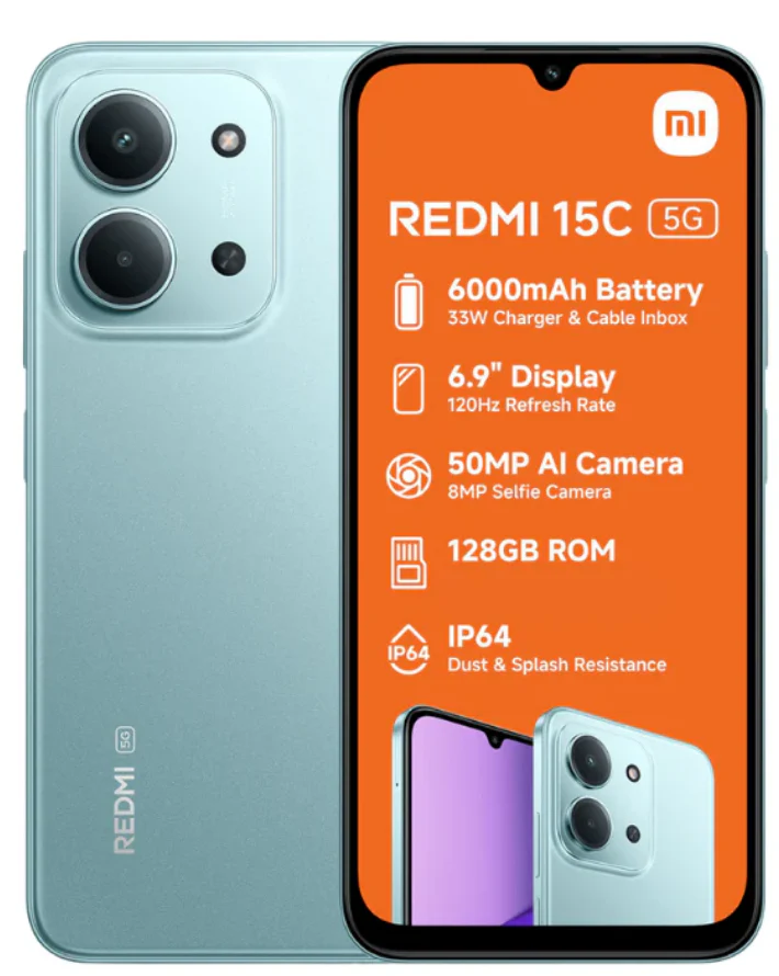Redmi 15C 4GB + 128GB 4G Dual Sim Cellphone - Blue