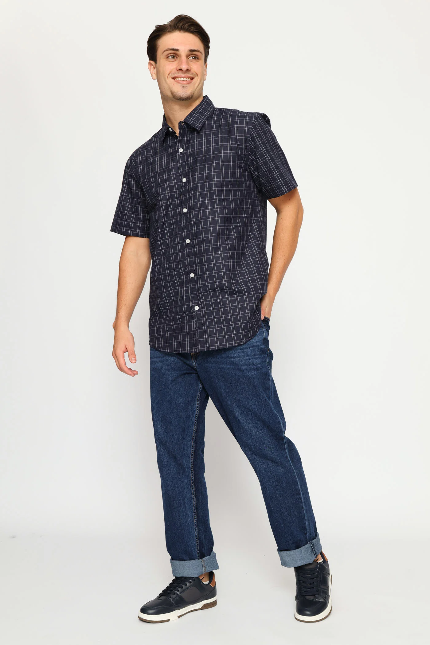 Regular Check Shirt - Navy - Image 5
