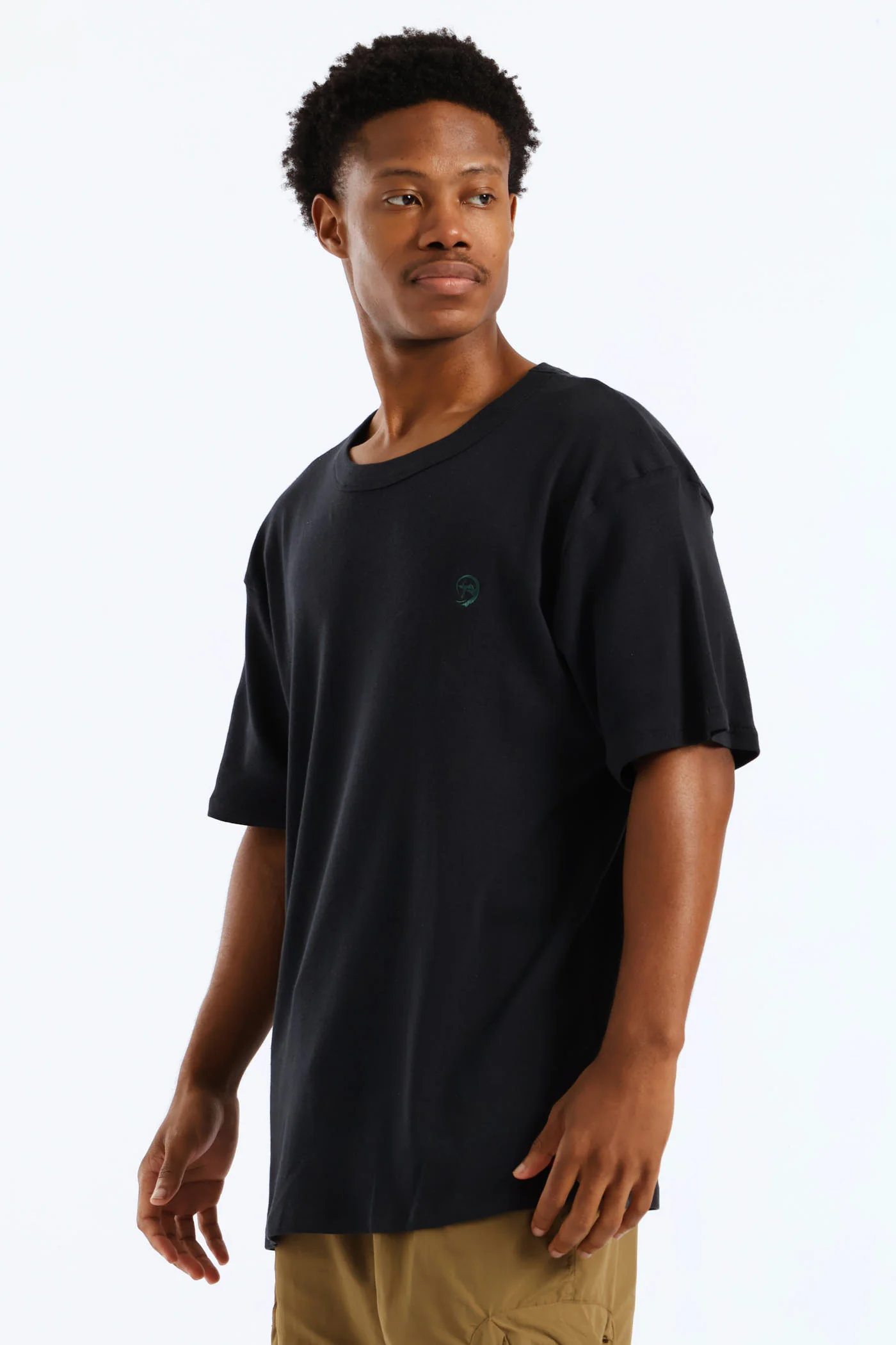 Embroidered Rib Tee - Black - Image 3