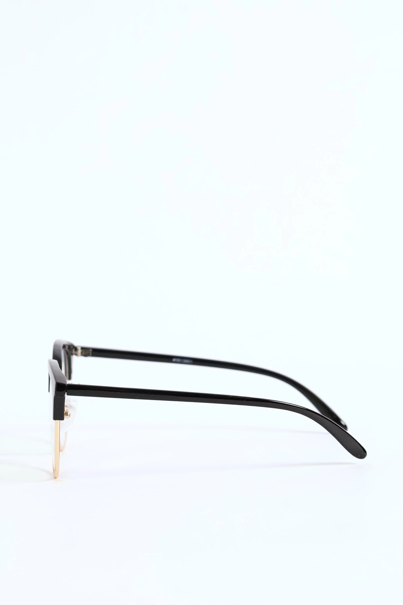 Rounded Half Rim Plastic Temple Glasses - Black - Image 3