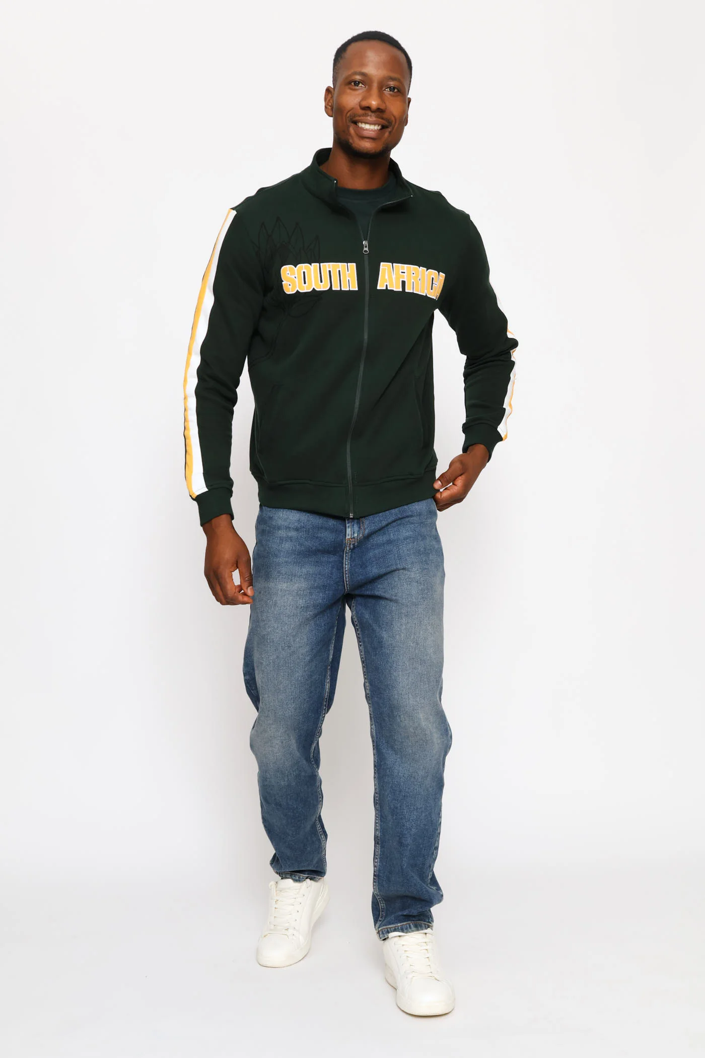 SA Supporters Zip Thru Fleece Top - Dark Green - Image 6