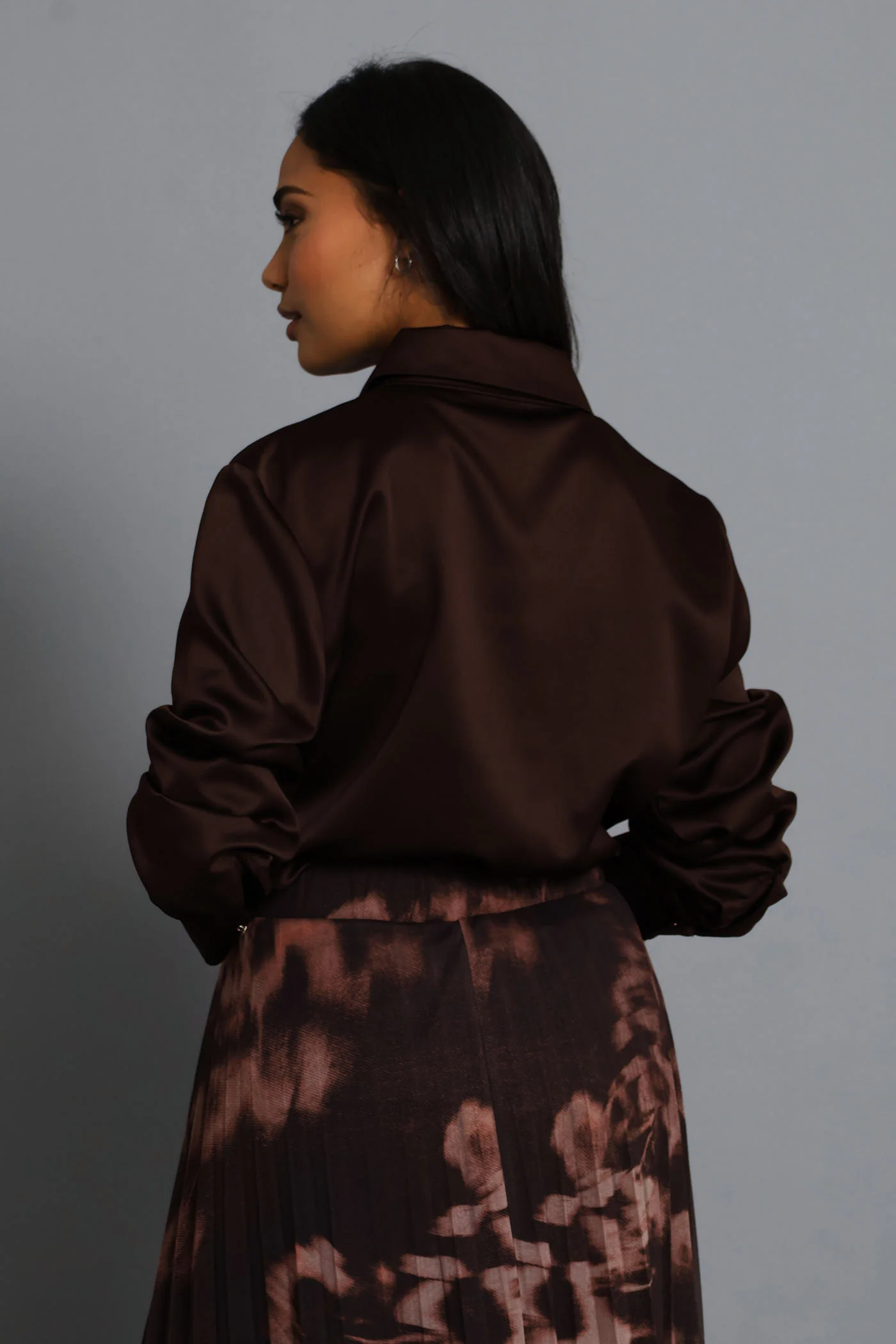 Satin Shirt - Chocolate - Image 4