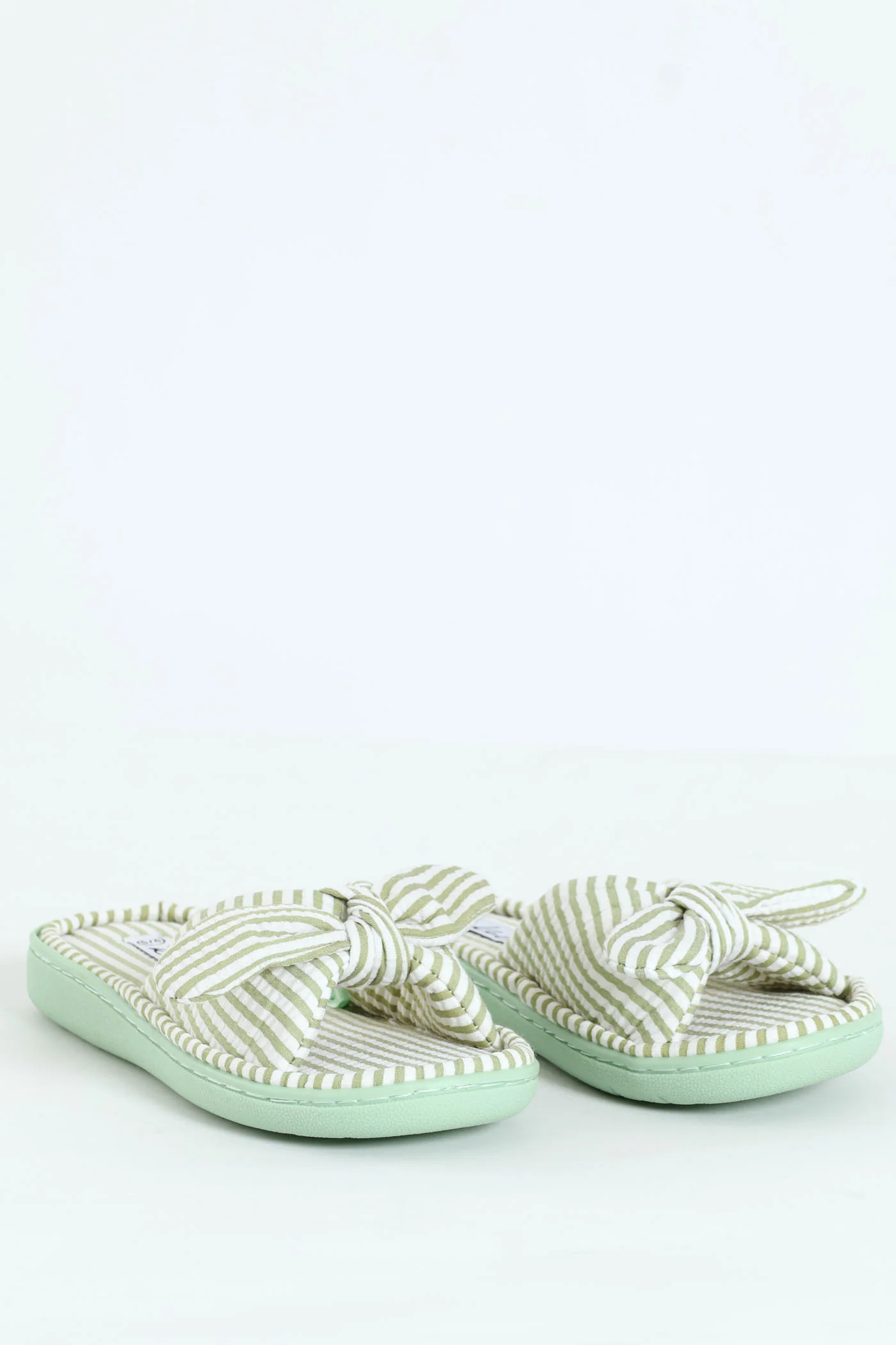 Seersucker Slipper On Bucket Outsole - Sage