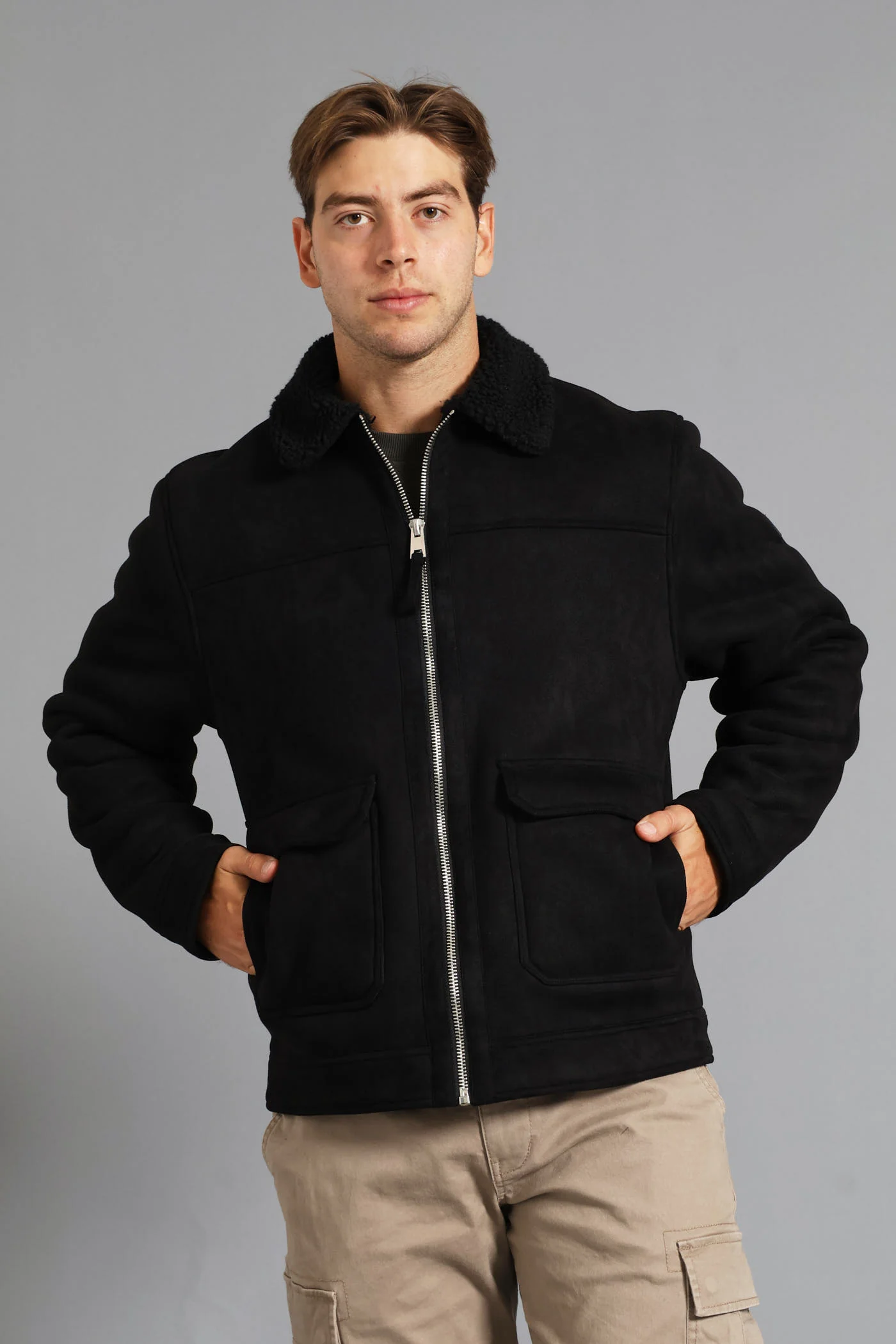 Sherling Sherpa Trucker Jacket - Black - Image 6