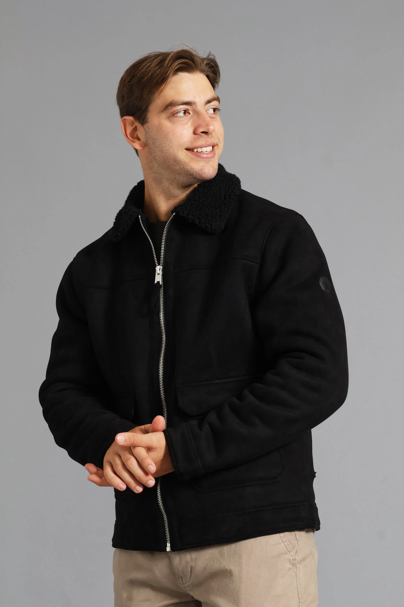 Sherling Sherpa Trucker Jacket - Black - Image 8