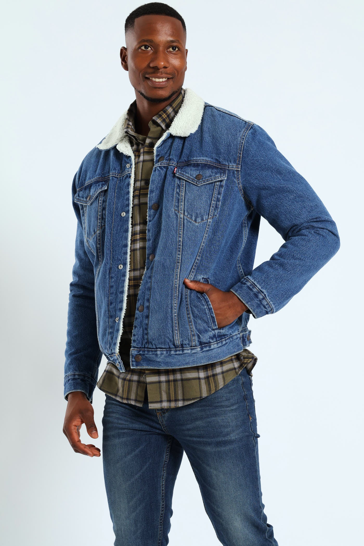 Sherpa Trucker Jacket - Stonewash - Image 4