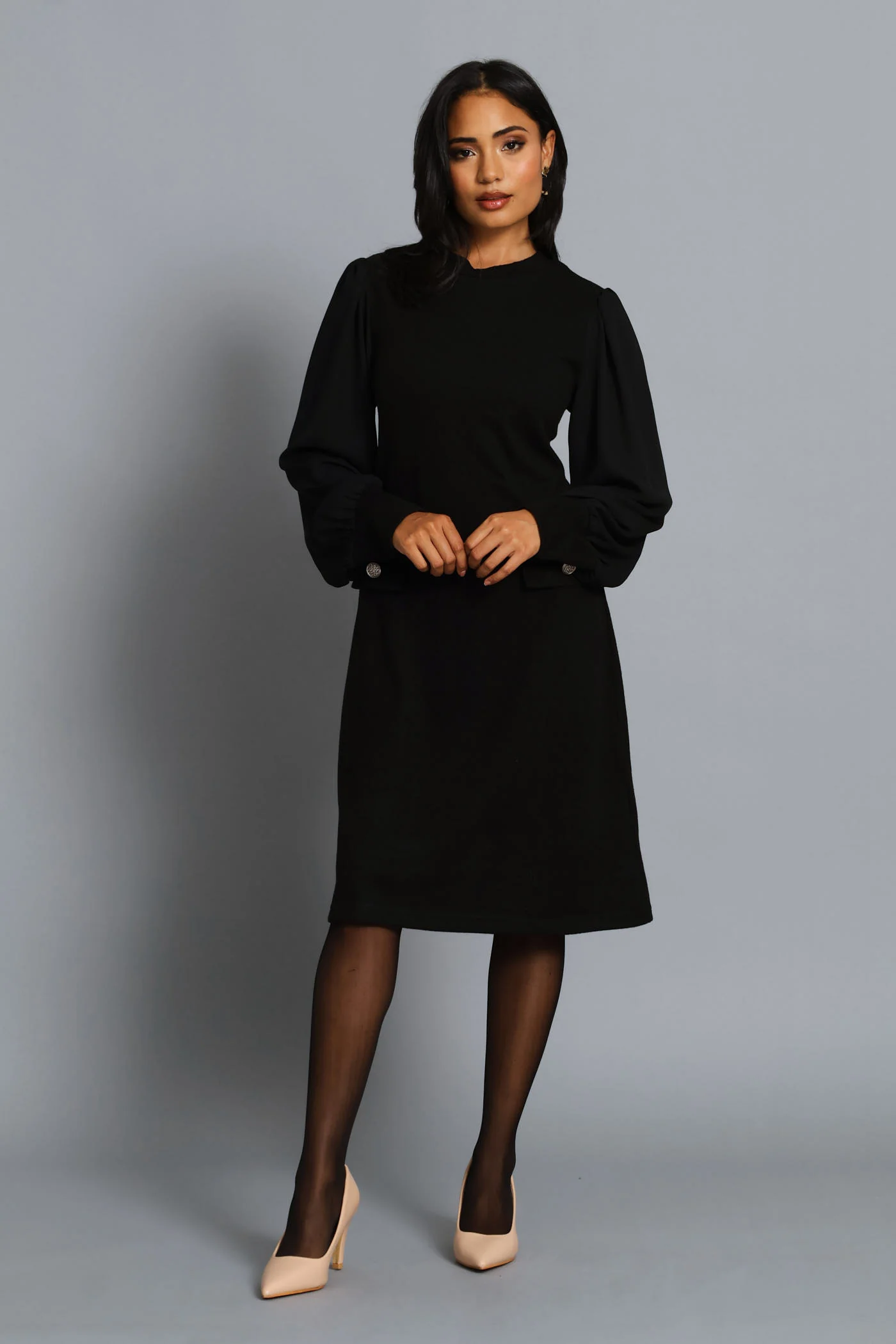 Shift Knitwear Combo Dress - Black - Image 5