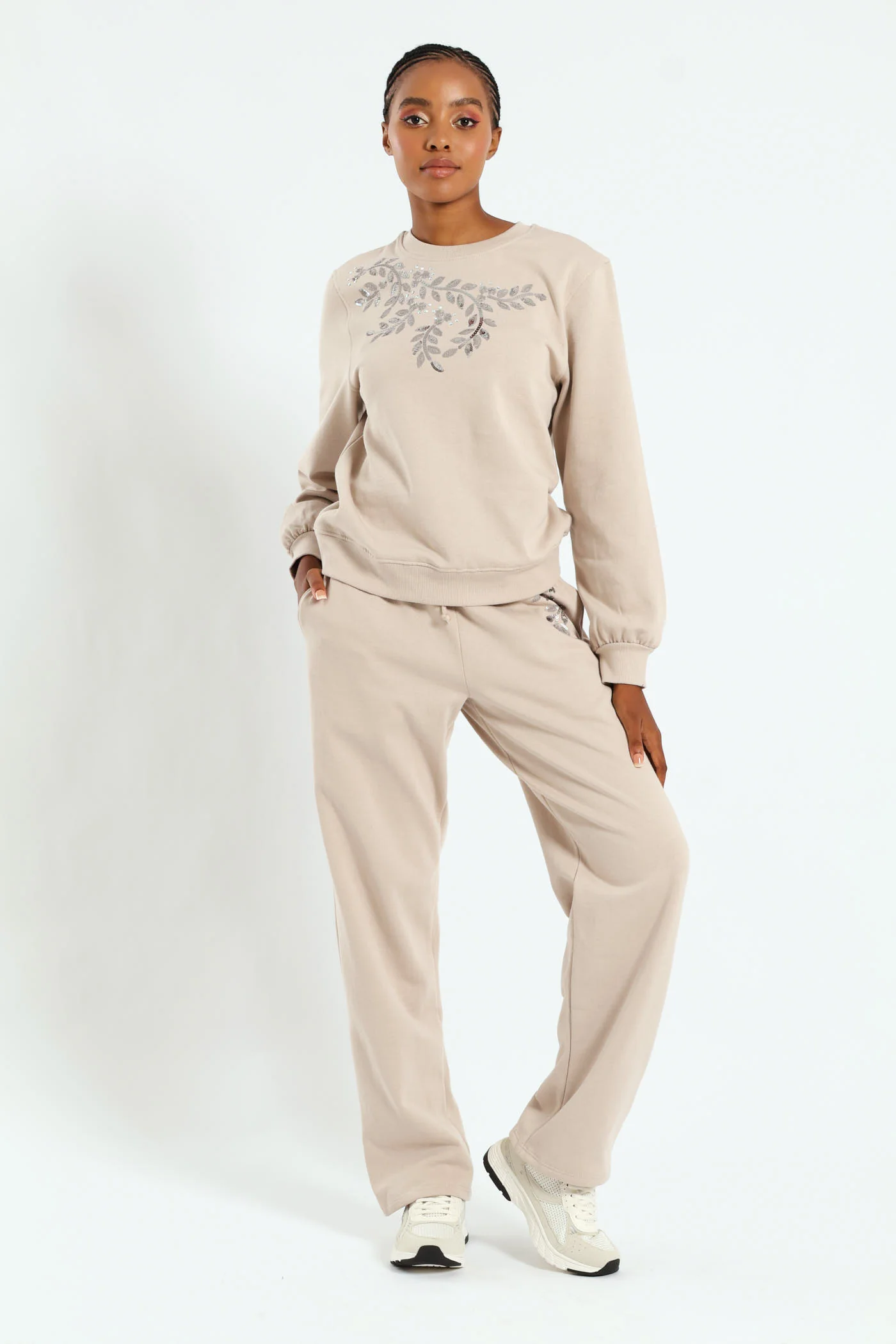 Shoulder Bead Detail Pullover - Bone - Image 2