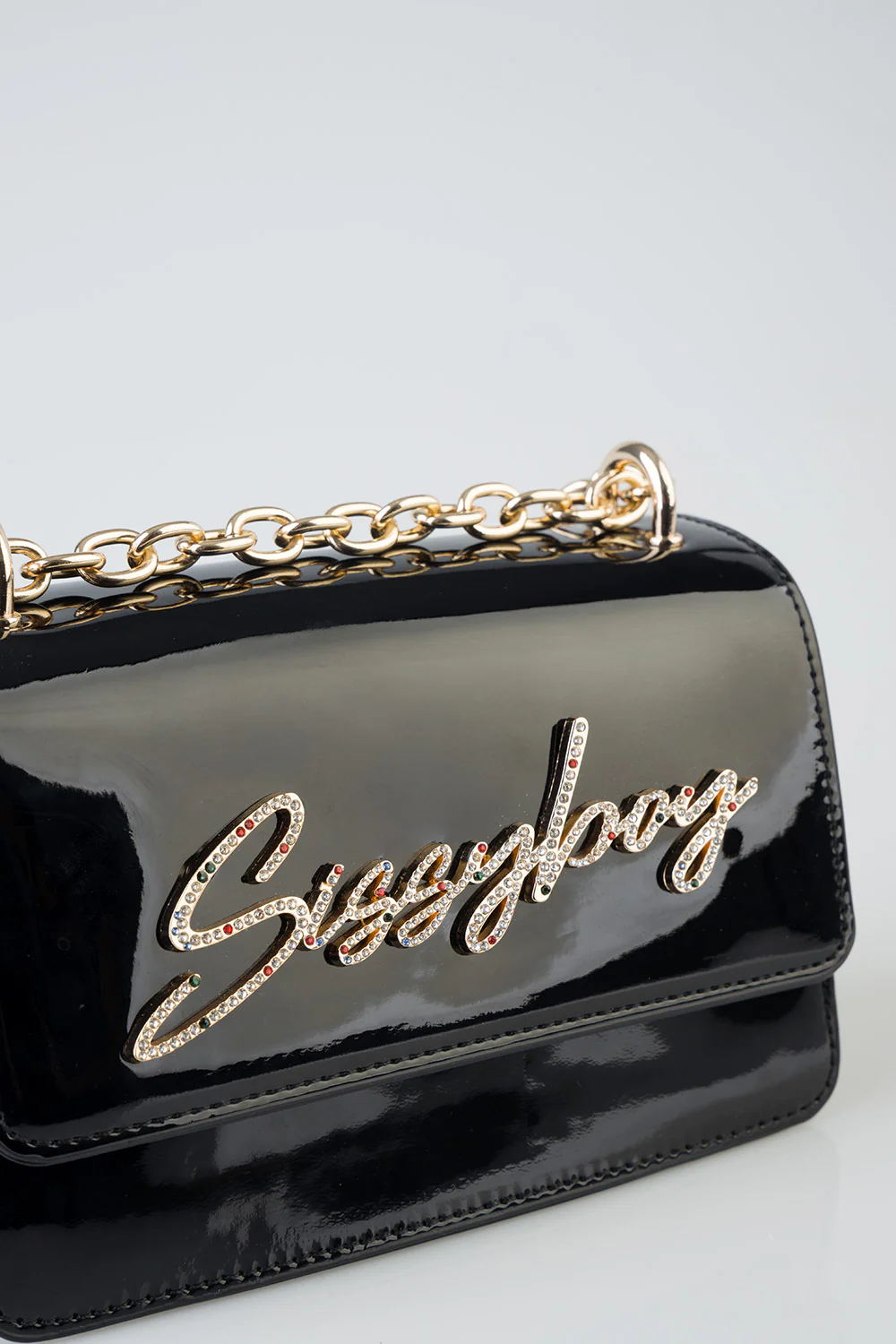 Slay Fest Patent Structured Crossbody Bag - Black - Image 3