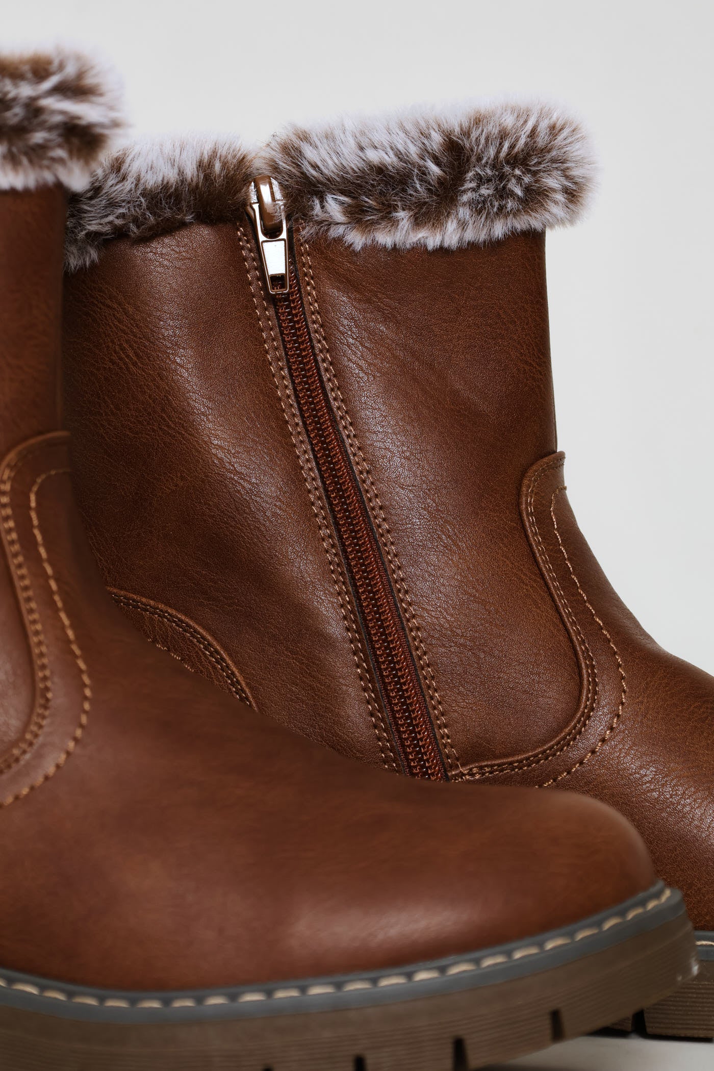 Soft Carol Fur Trim Boot - Brown - Image 3