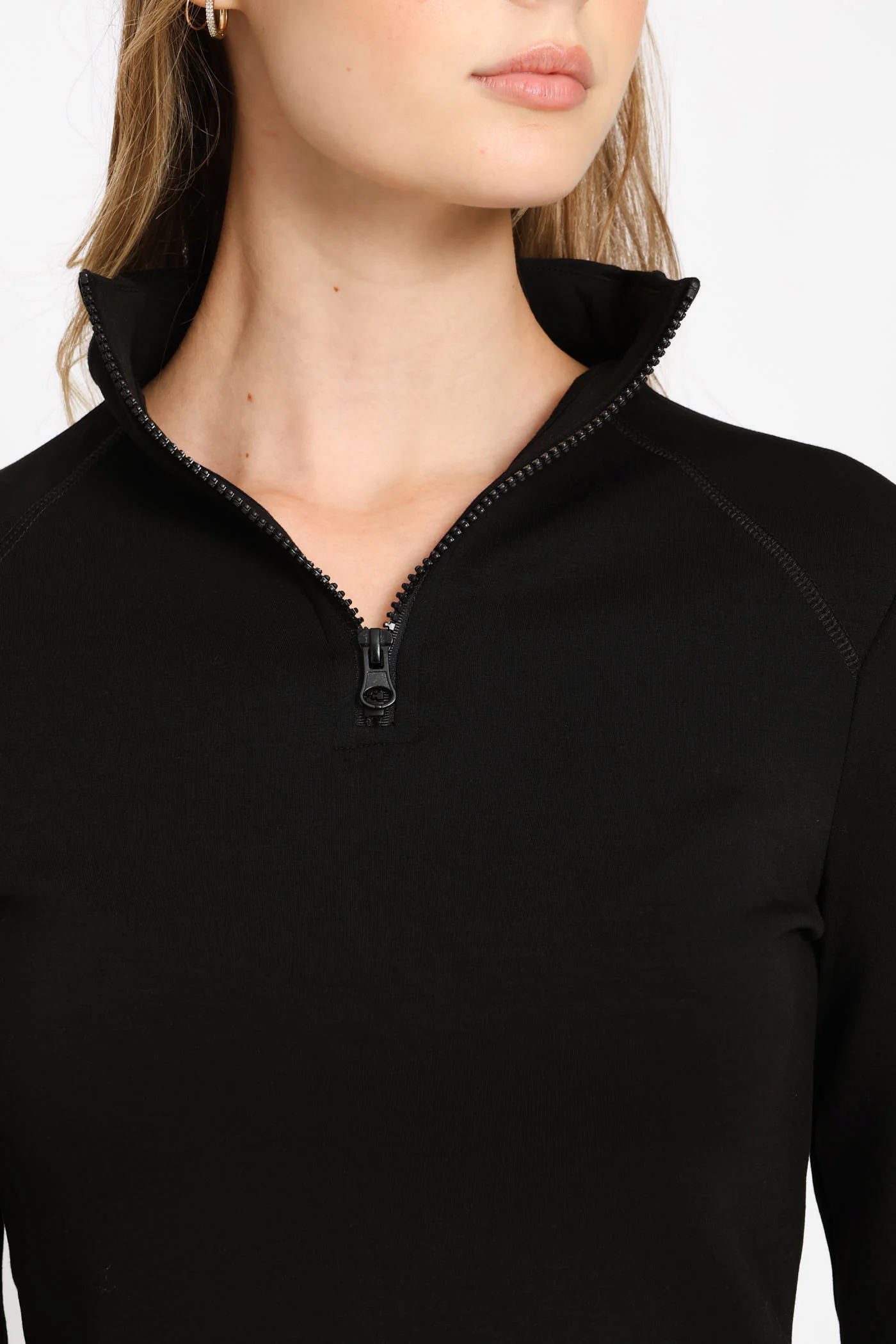 Soft Touch Quarter Zip Top - Black - Image 6