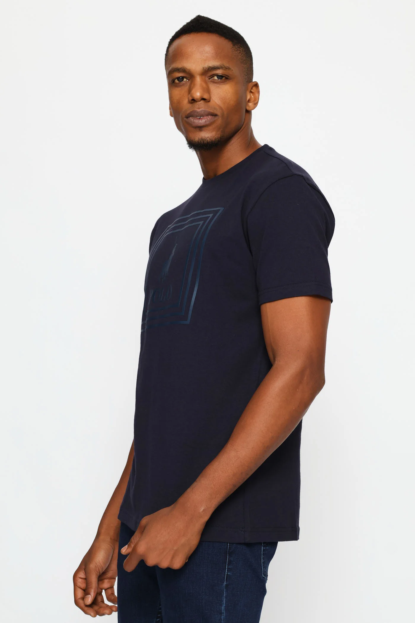 Square Pony Printed Tee - Navy - Image 3