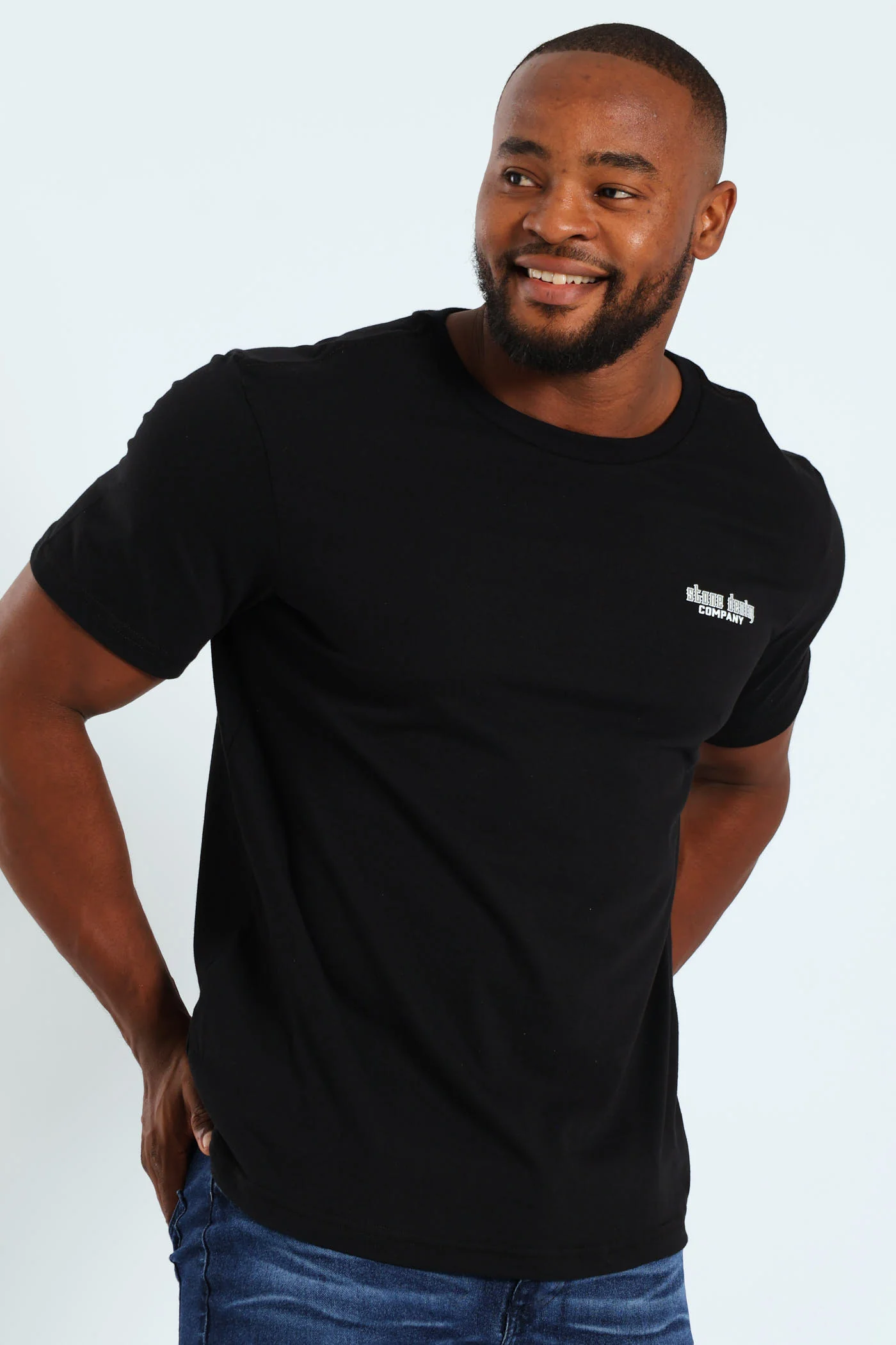 Stone Denim Skull Front & Back Tee - Black - Image 3