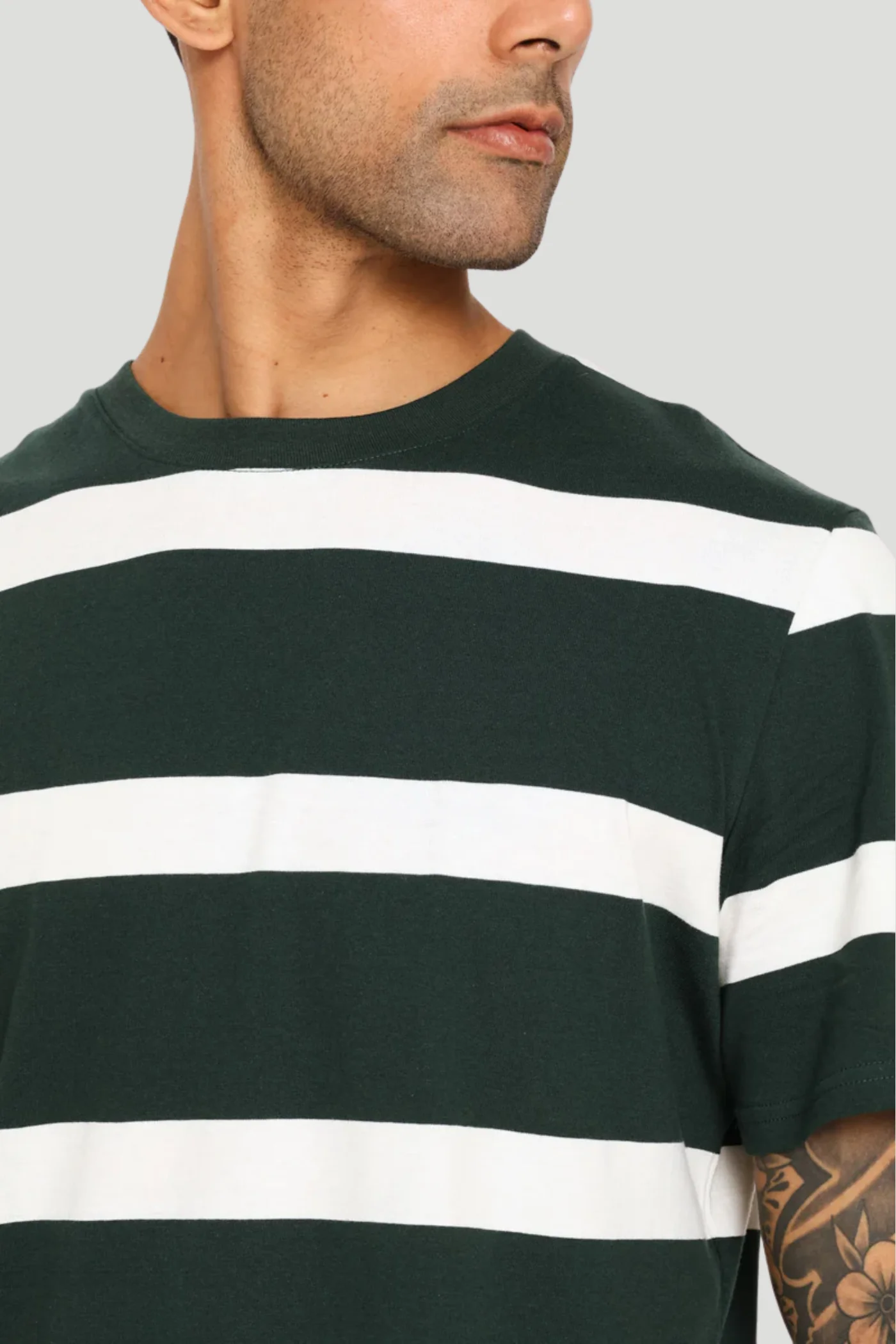 Stripe Tee - Dark Green/Off White - Image 2