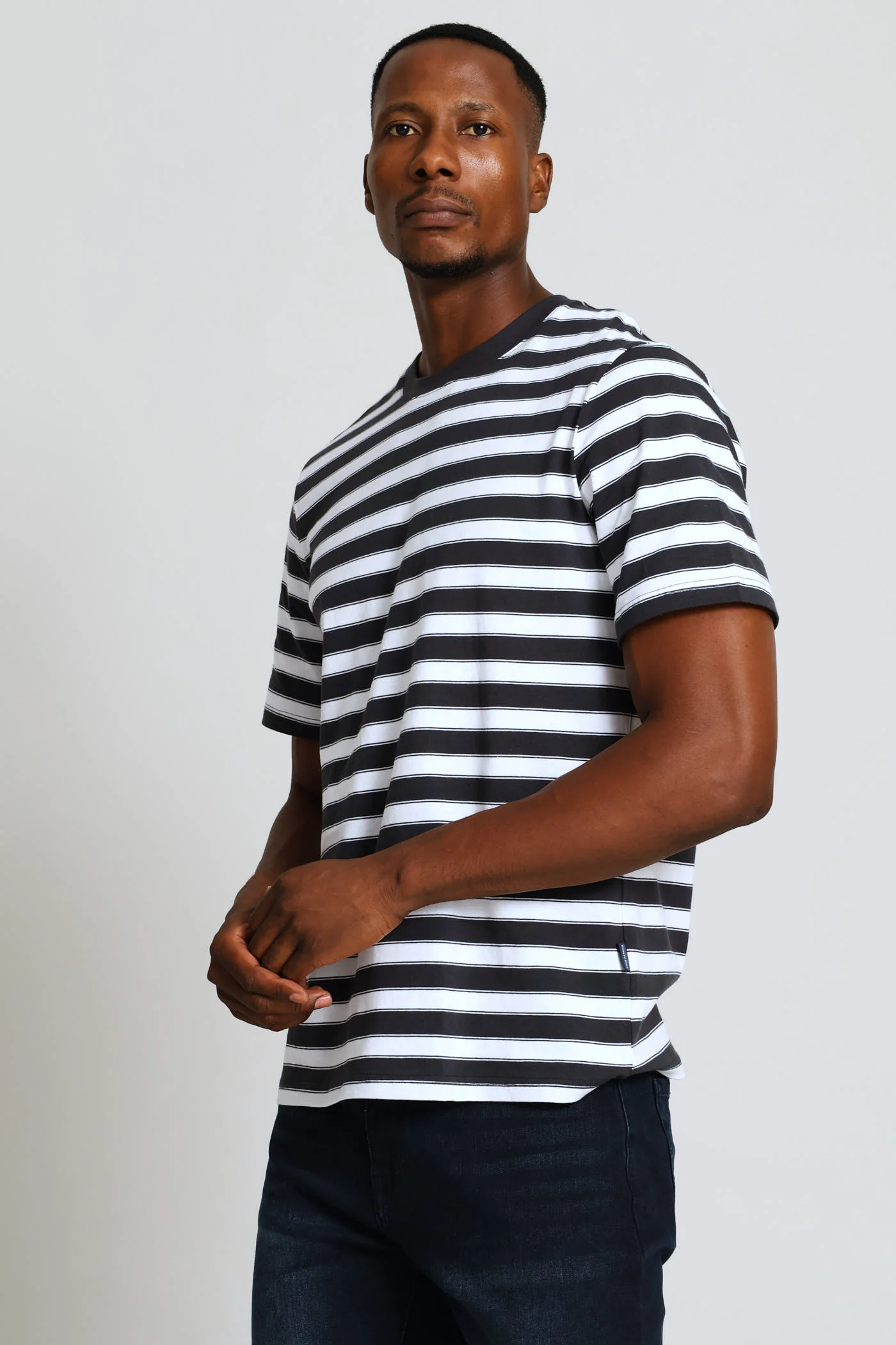 Stripe Tee - Gunmetal/Off White - Image 3