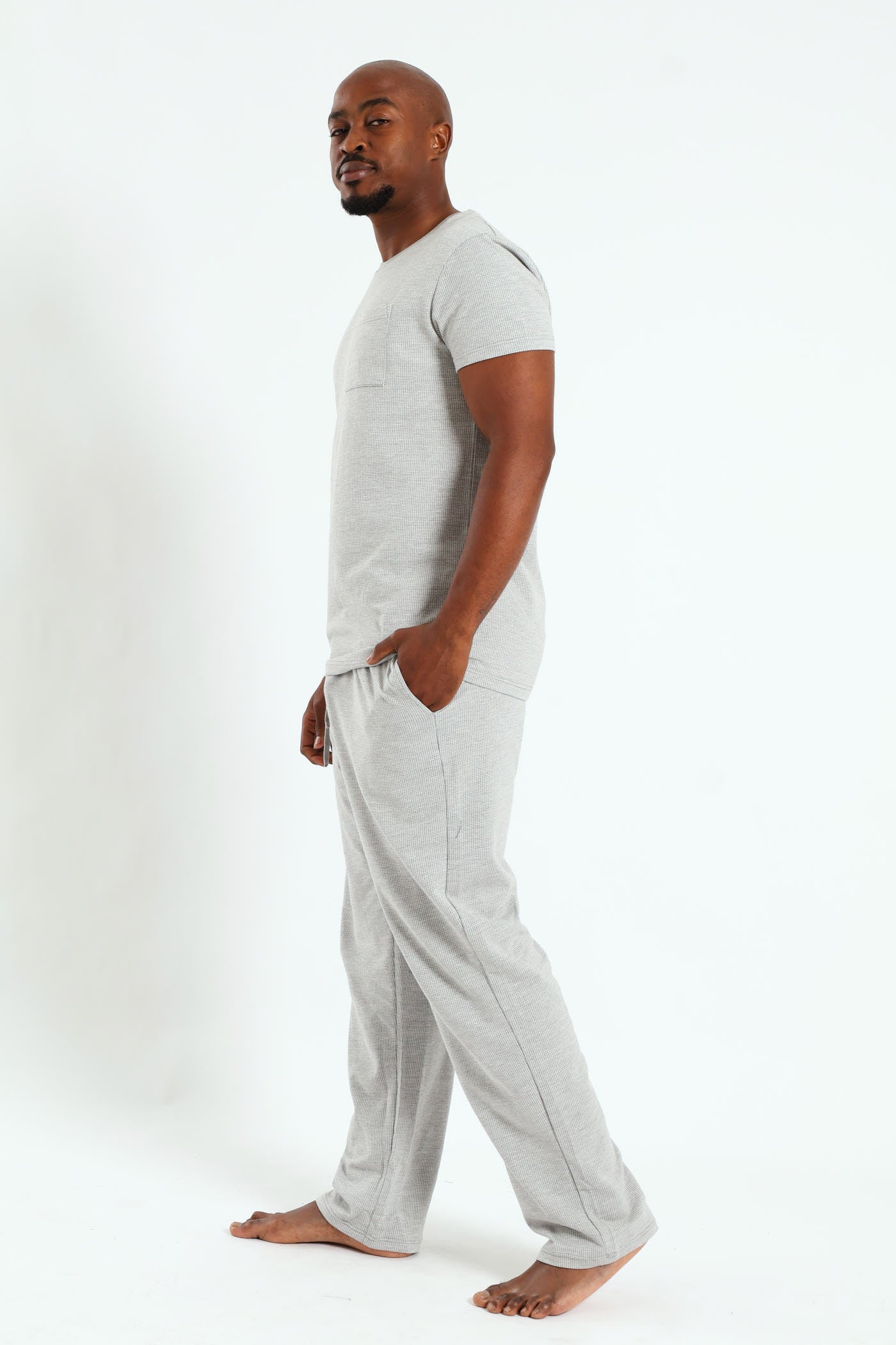 Surface Interest Top & Long Pant Pj Set - Grey - Image 2