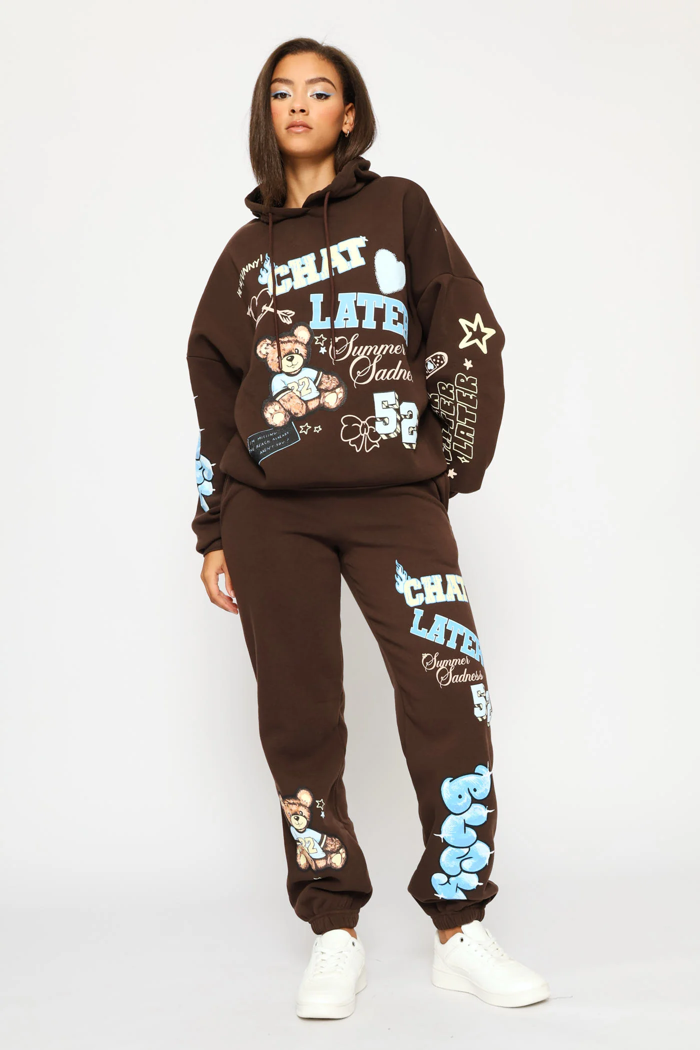 Teddy Oversized Fleece Hoody - Chocolate - Image 5