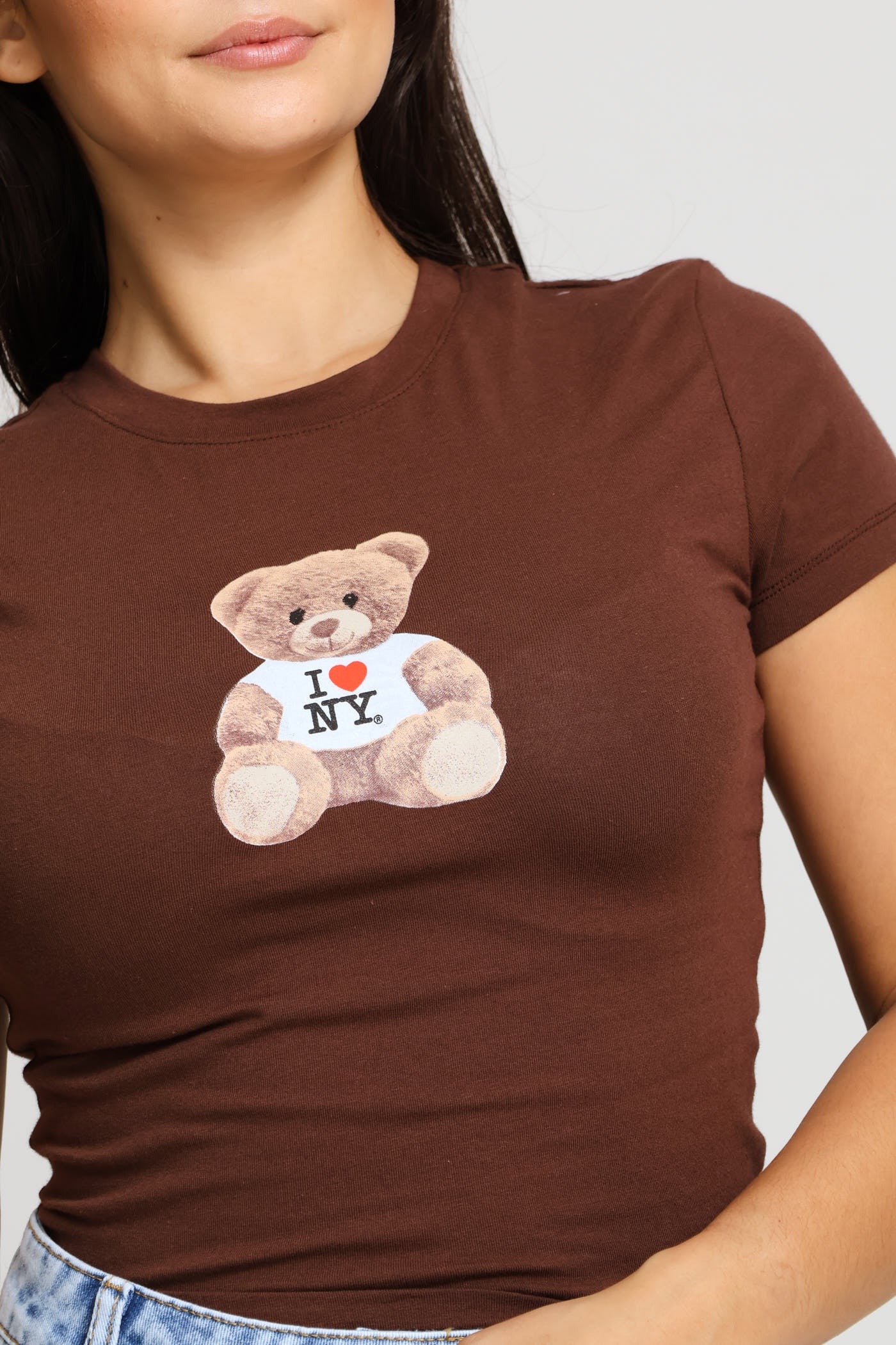 Teddy Printed Baby Tee - Chocolate - Image 2