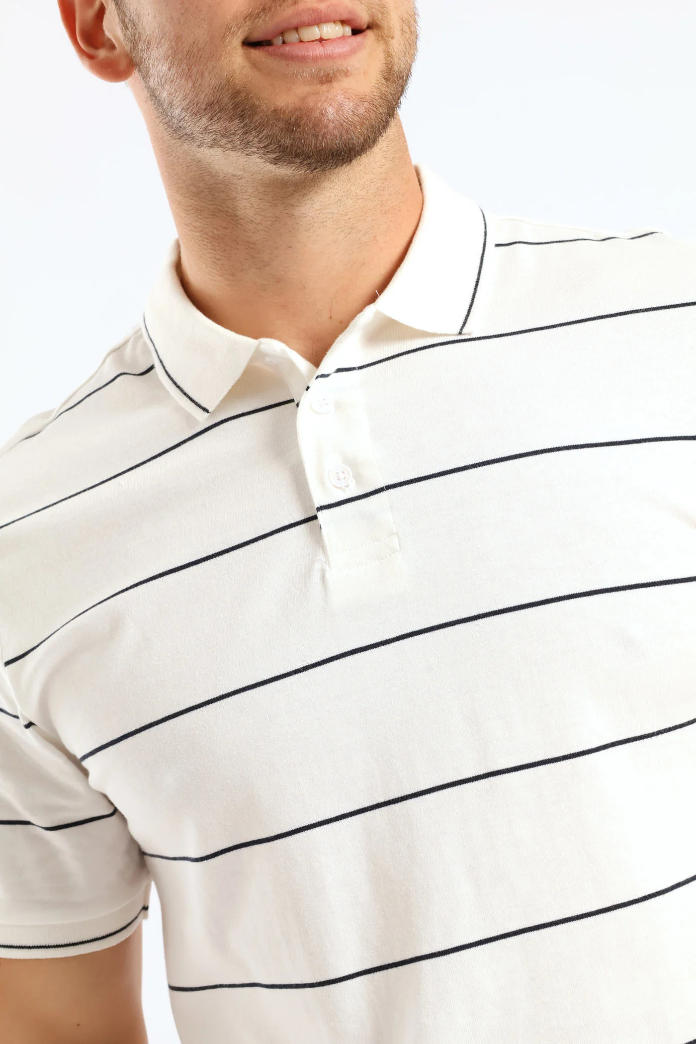 Thin Stripe Golfer - White/Navy - Image 2