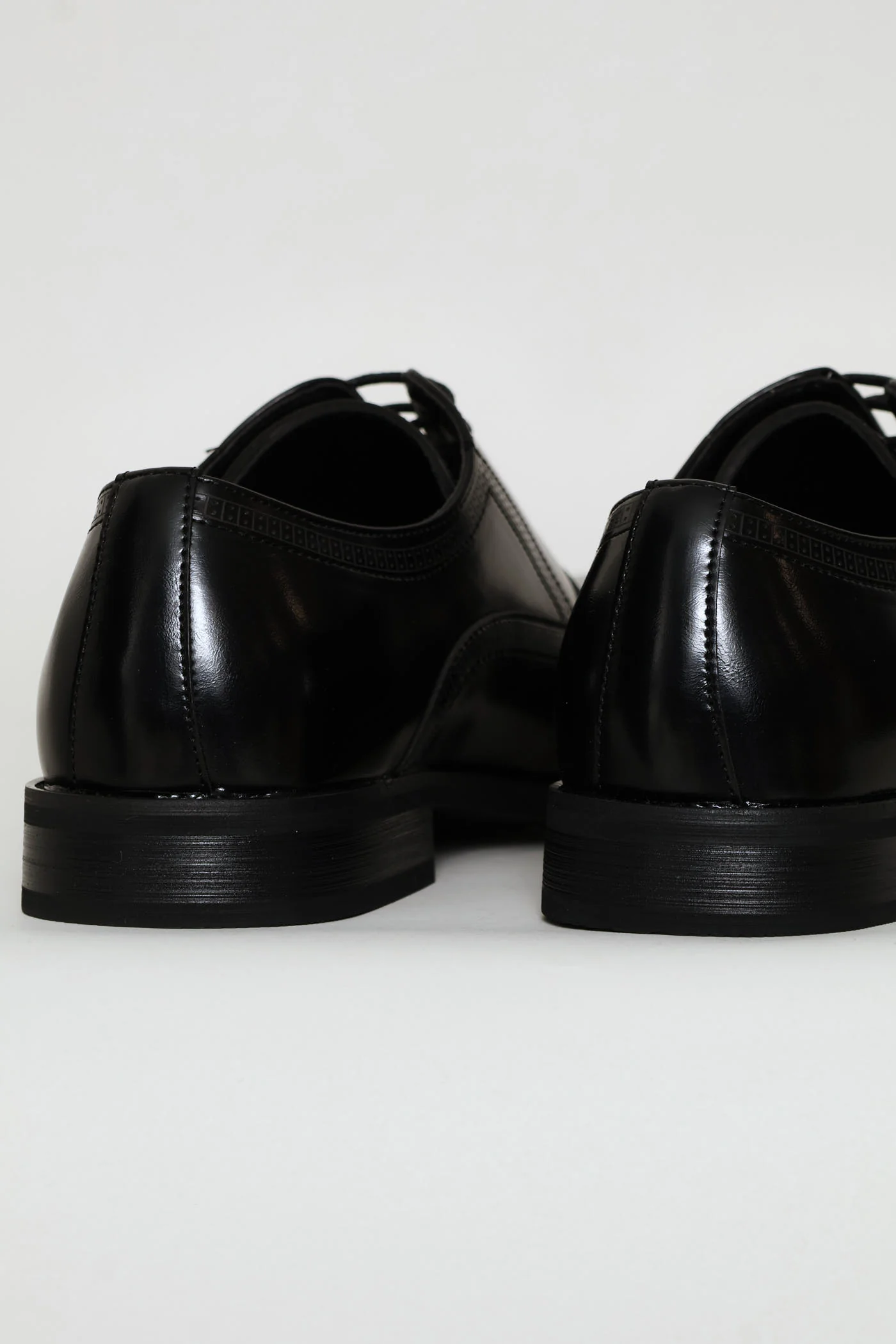 Toe Cap Detail Formal Lace Up Oxford Shoe - Black - Image 6