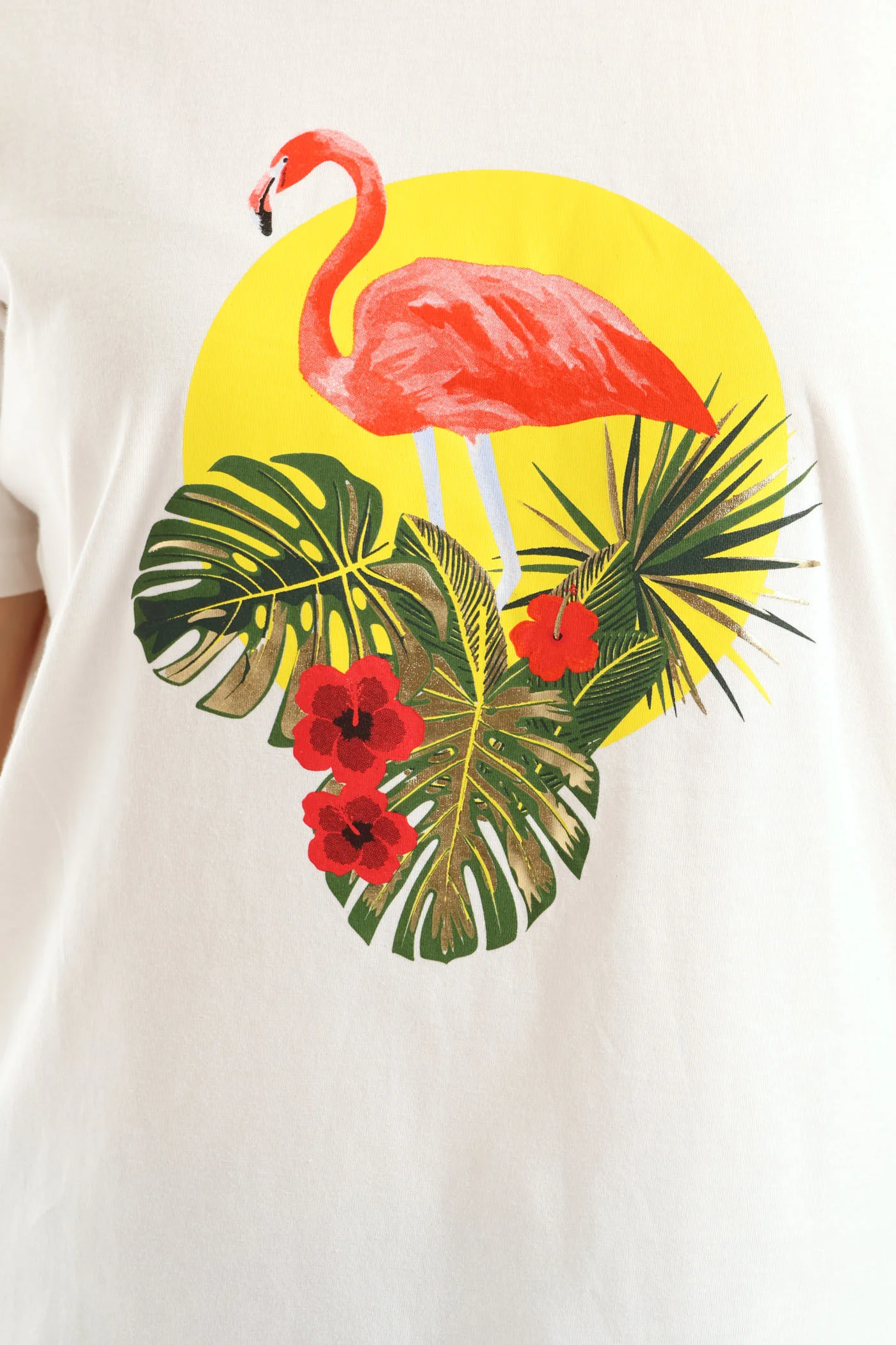 Tropical Flamingo Tee - Cream - Image 5