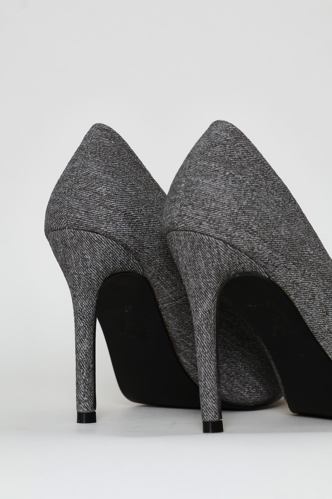 Tweed Pointy Stiletto Heel - Grey - Image 6