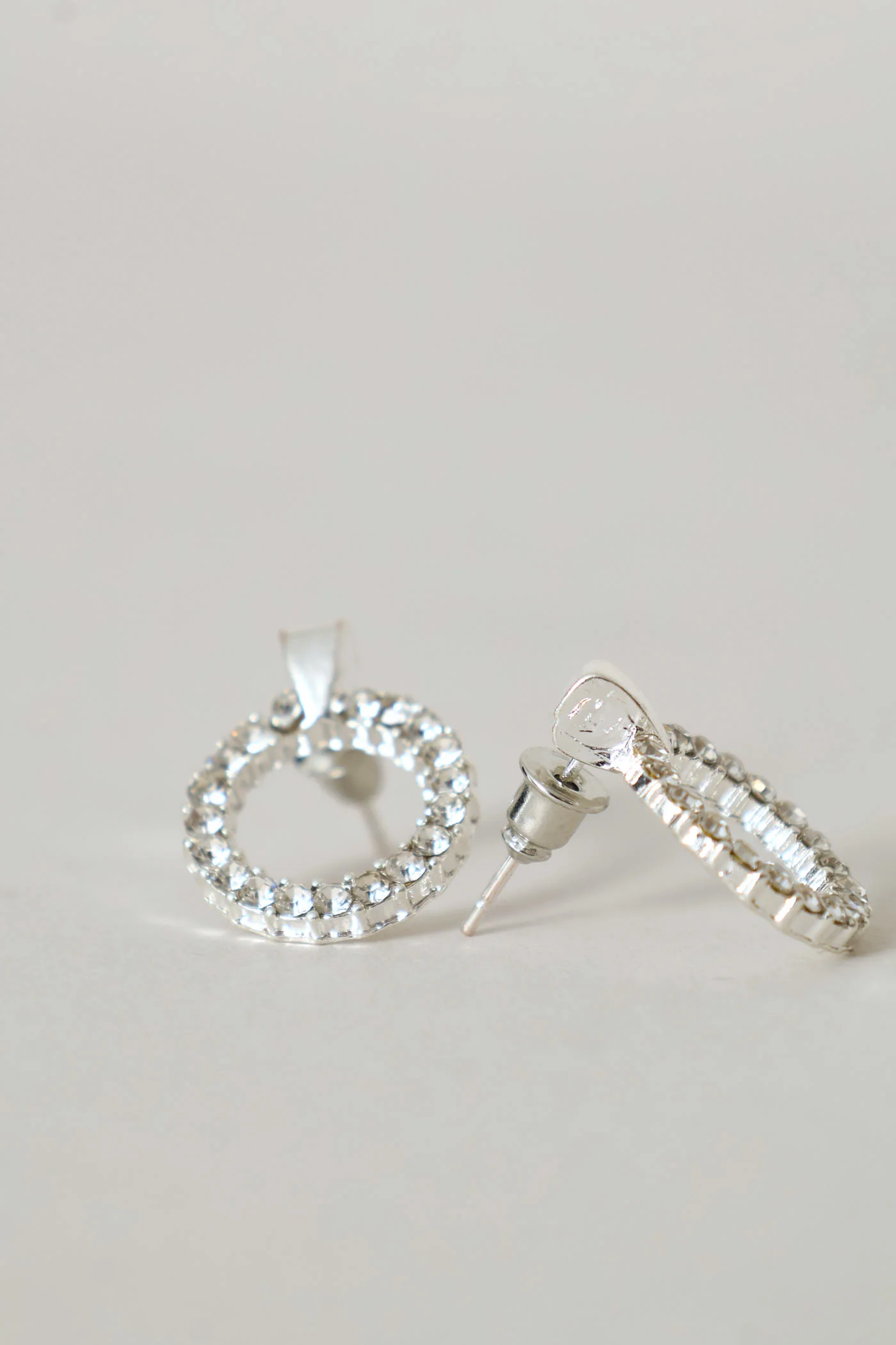 2 Pack Diamante Circle Pendant With Matching Studs - Silver - Image 5