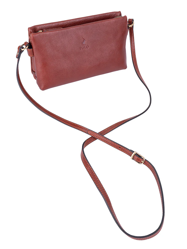 Vega Leather Small Sling Bag - Brown - Image 2