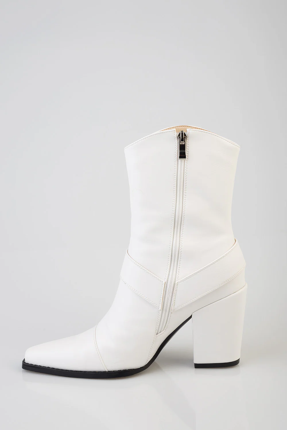 Flame Detail Cowboy Boot - White - Image 4