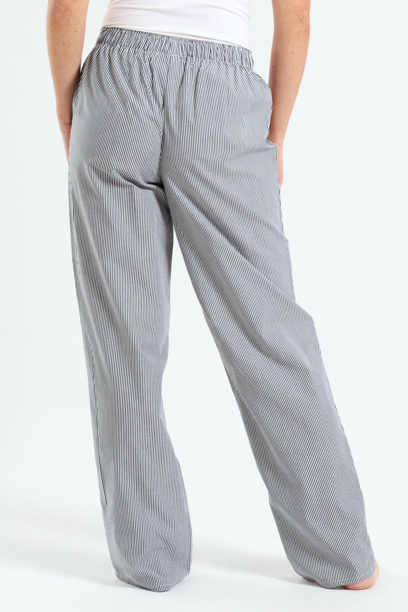 Woven Stripe Boxer Pants - Black/White - Image 3